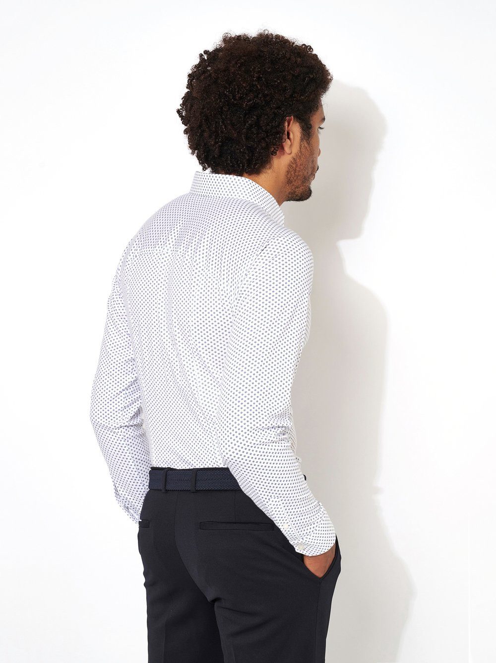 DESOTO Langarmhemd Jerseyhemd Casual Kent langarm Flexibler Stretch, mit Minimal Print, Kentkragen