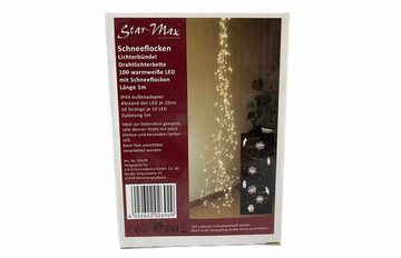 FHS LED-Lichterkette, 100-flammig, Lichterkette Schneeflocken 1m 100 LED 10 Stränge IP44