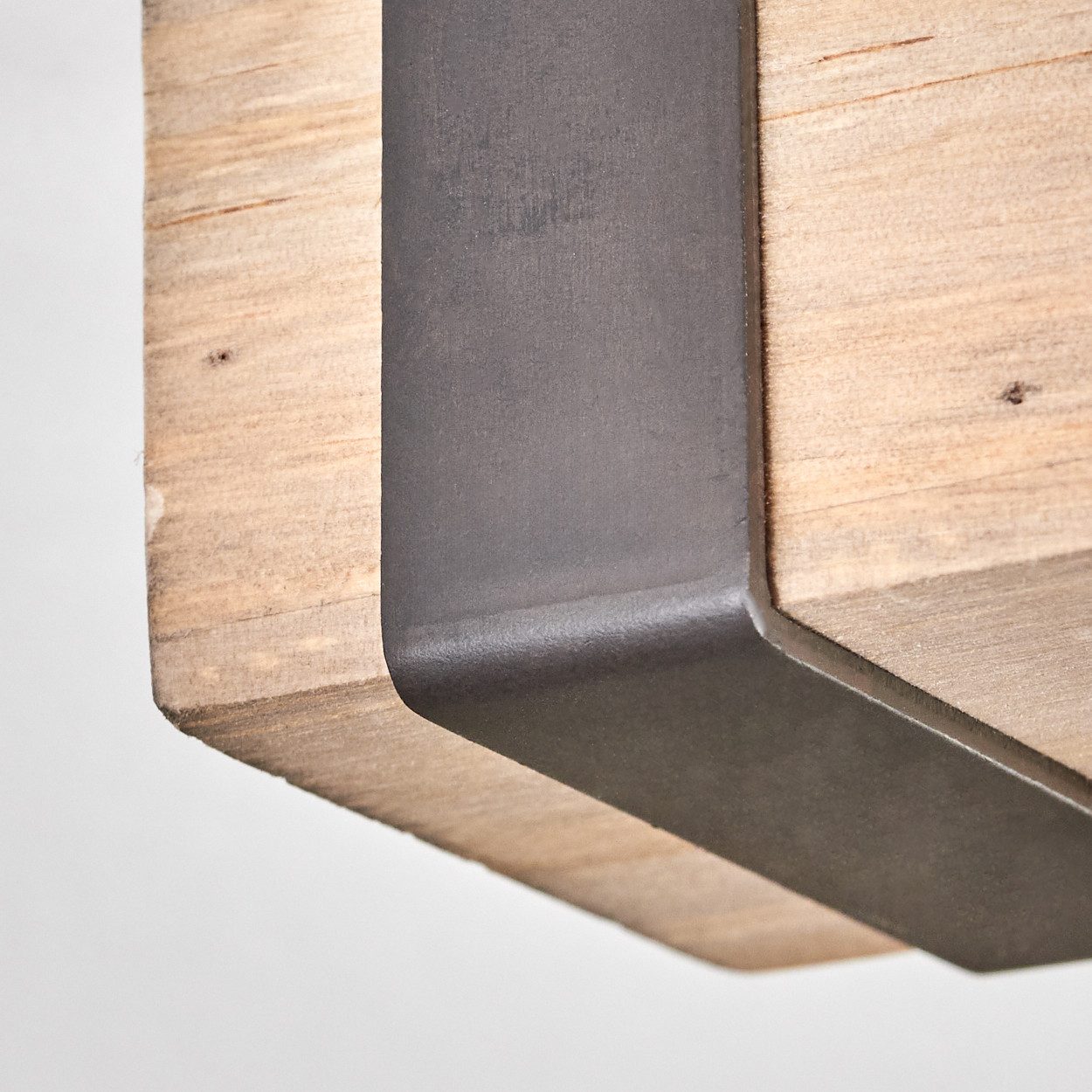 hofstein Deckenleuchte Deckenlampe verstellbar aus Metall/Holz in Grau/Naturfarben, ohne Leuchtmittel, Deckenleuchte im Industrial/Retro/Vintage-Design m. Holzbalken, 2xGU10