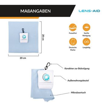 Lens-Aid Mikrofaser Reinigungstuch mit Beutel und Karabiner Mikrofasertuch