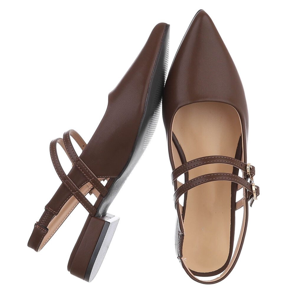 Ital-Design Damen Slingback-Pumps mit Blockabsatz elegant Schnürpumps (91742433) Blockabsatz Schnür- & Riemchenpumps in Braun