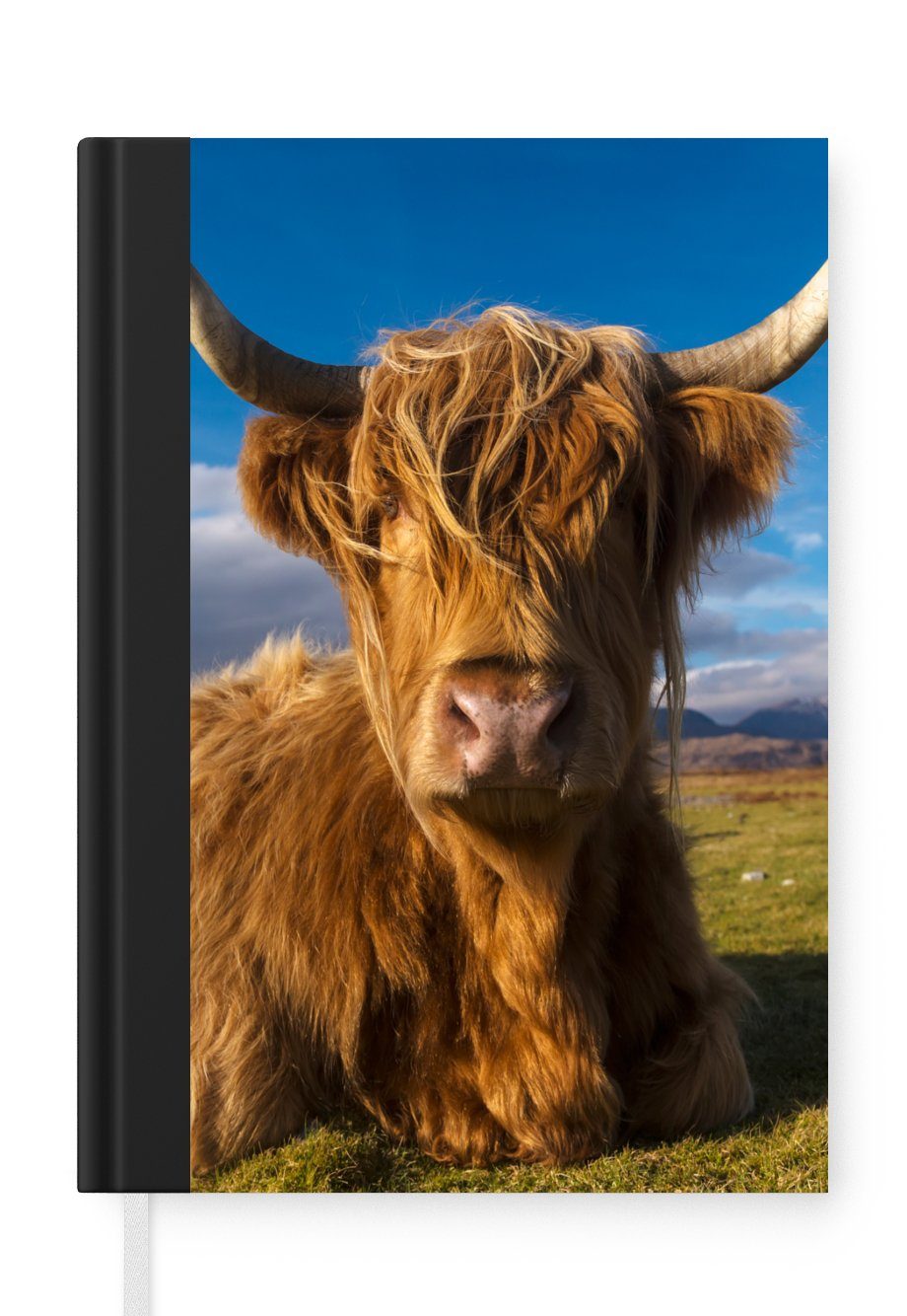 MuchoWow Notizbuch Schottische Highlander - Tiere - Gras, Journal, Merkzettel, Tagebuch, Notizheft, A5, 98 Seiten, Haushaltsbuch | Notizbücher