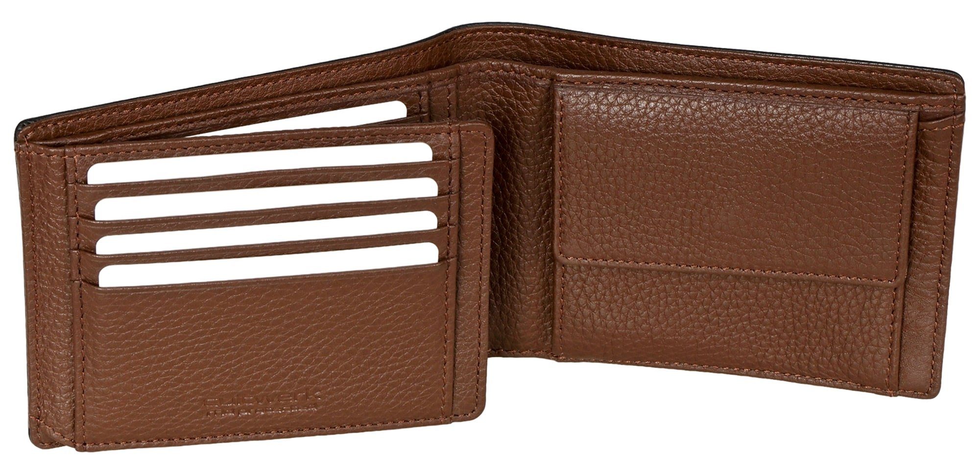 Brown Bear Geldbörse RFID-Schutz Farbe 9 Klappe Echtleder, aus Modell Schwarz-Braun für I Braun & Herren und Cultwerk mit sowie Schwarz Kartenfächern