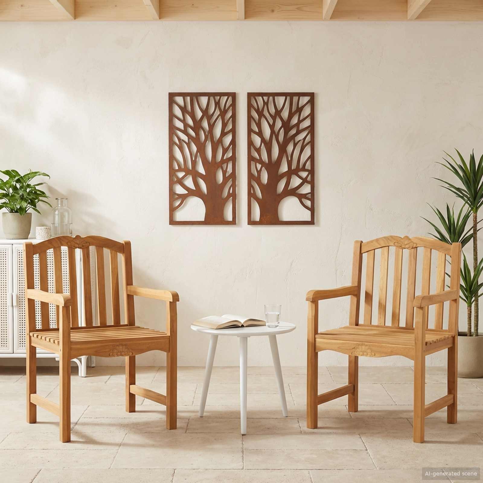 vidaXL Gartenstuhl Gartenstuhl 2 pcs Natur 58 x 60 x 93 cm Massivholz (2 St)