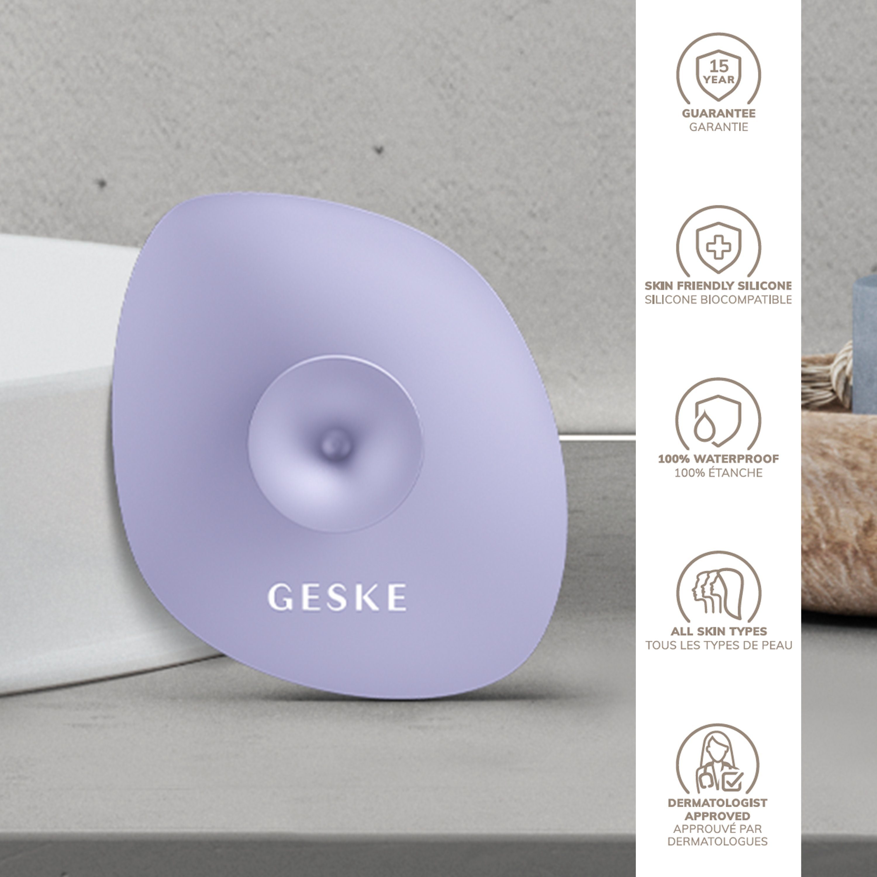 GESKE German Beauty inkl. 4 Device), kostenloser SmartAppGuided™ Purple APP Elektrische Tech 1-tlg., in Brush erhältst deine personalisierte Hautpflegeroutine. Gesichtsreinigungsbürste 1, Packung, App GESKE (SmartAppGuided Facial der Du Mit