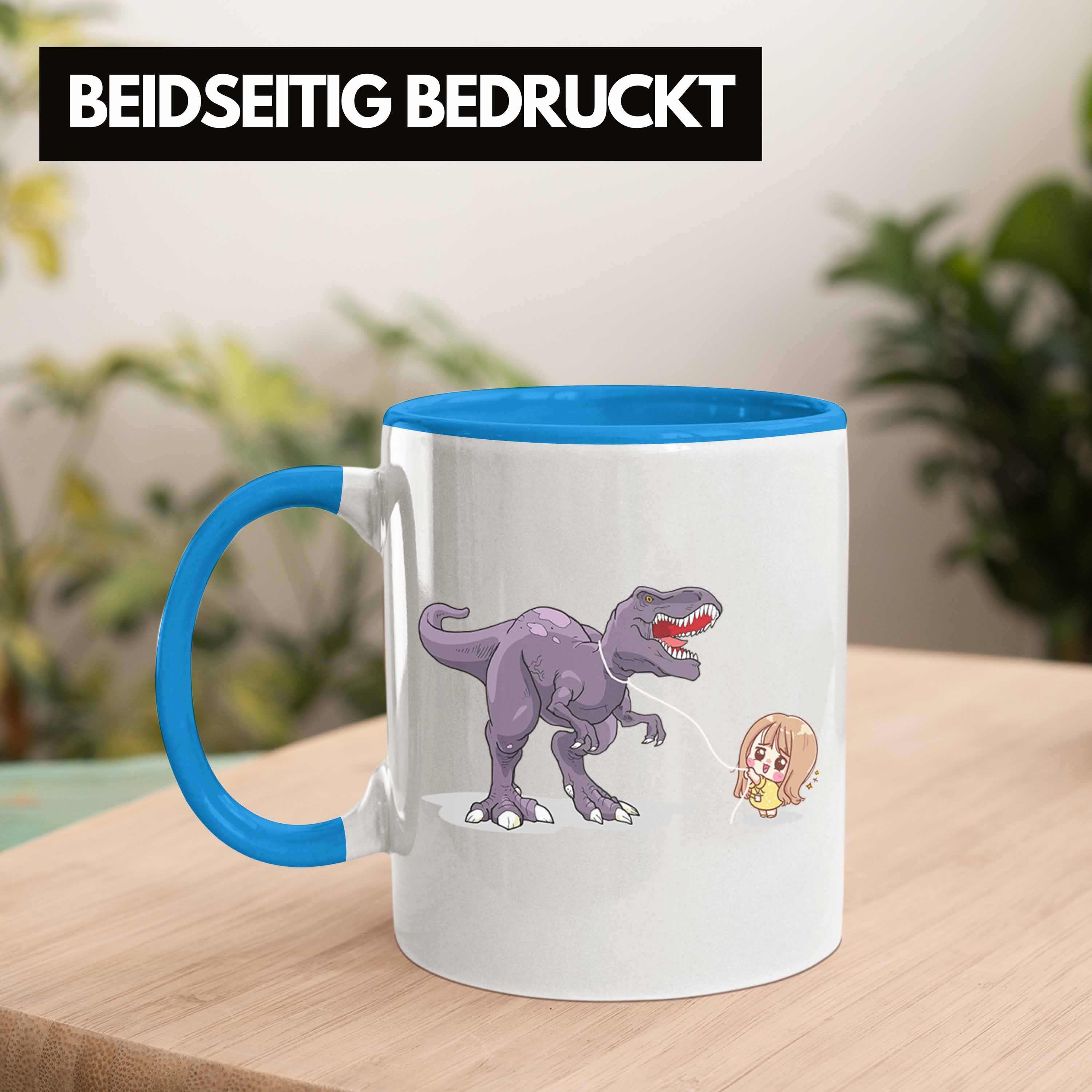 Tasse Dinofans Trendation Blau Dinosaurier Geschenkidee für Trendation Tasse Geschenke Coole Mädchen - Lustig