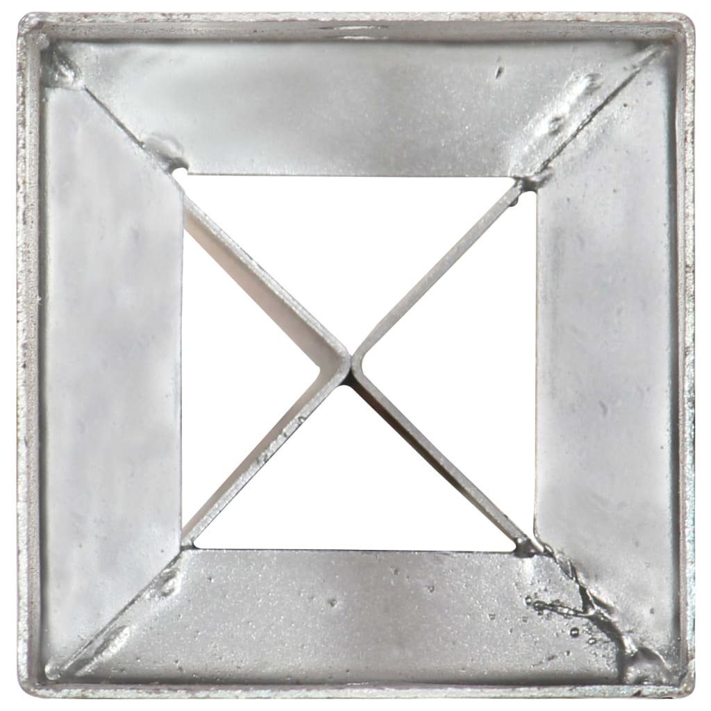H-Pfostenanker Silbern Erdspieße (12-St) Stk. Verzinkter Stahl, vidaXL 10×10×91 12 cm