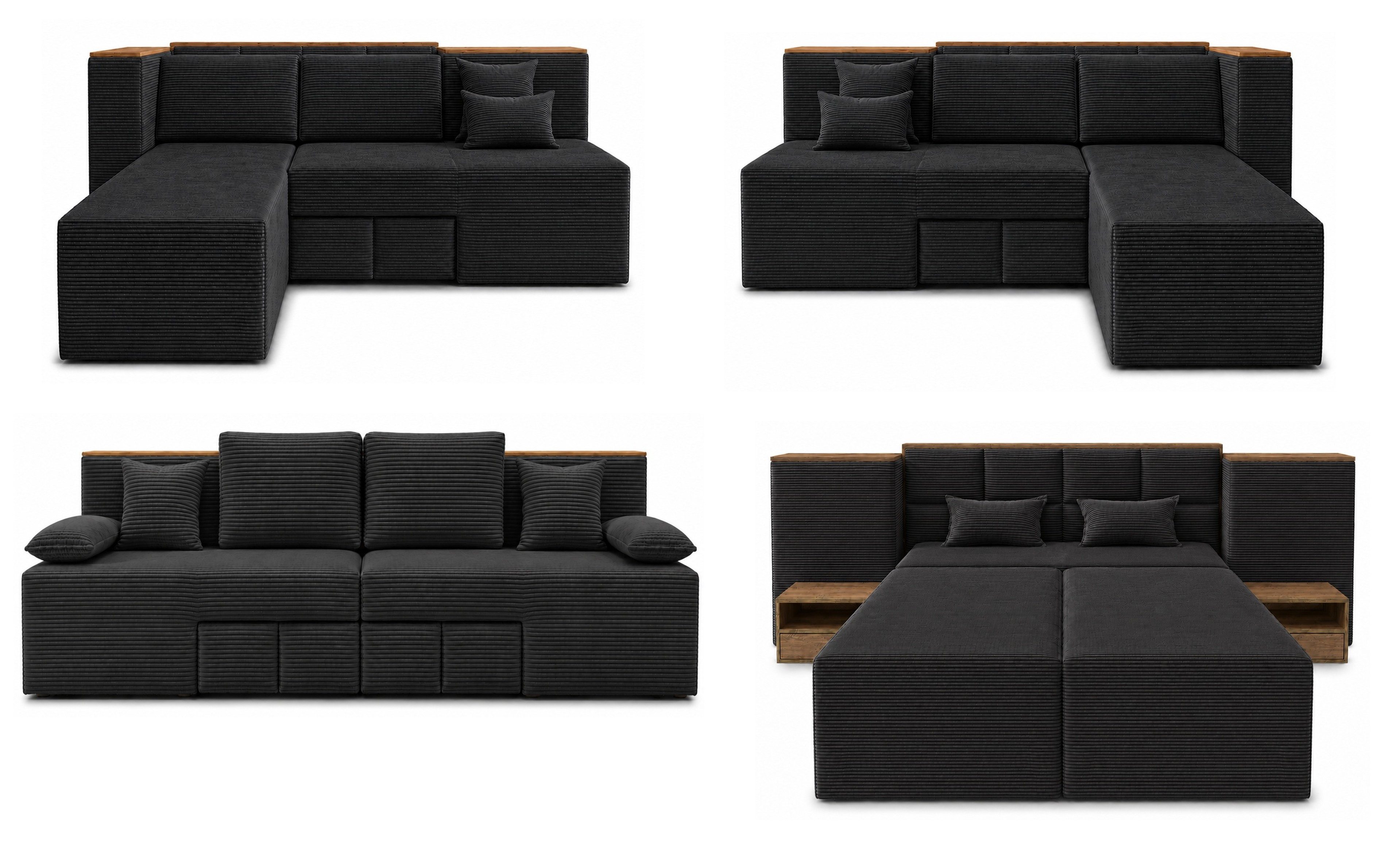 Labett Schlafsofa SmartLiving 4in1 - Sofa, Ecksofa links, rechts & Bett 140x200 Sofabett, Multifunktionales Sofabett