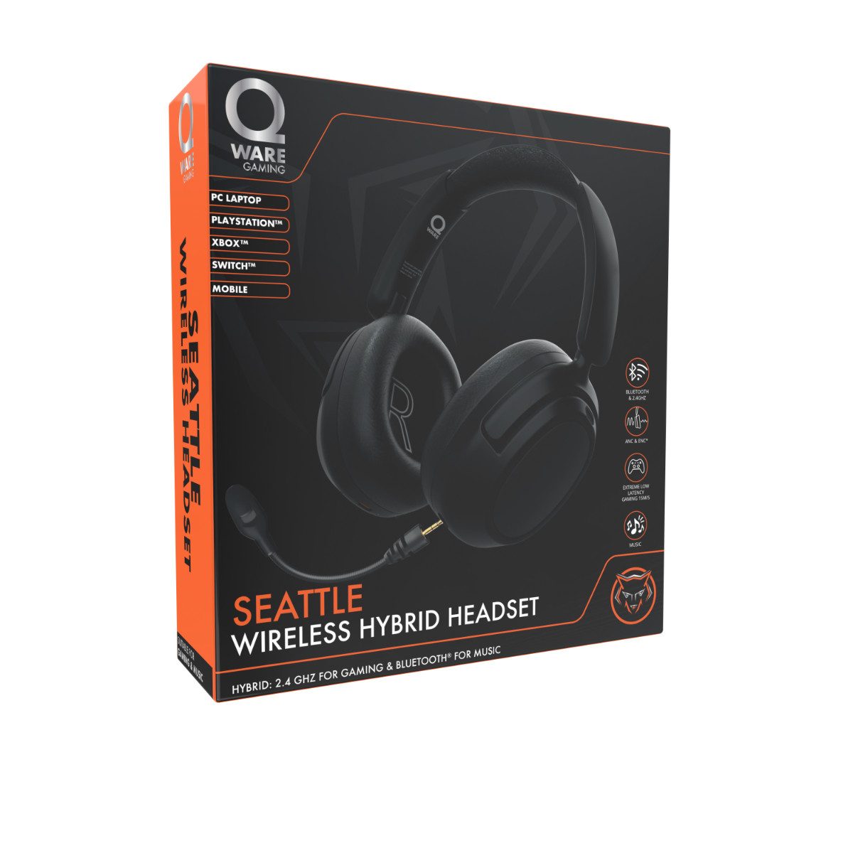 Qware Gaming Wireless Headset mit Bluetooth und 2.4 GHz Dongle Gaming-Headset