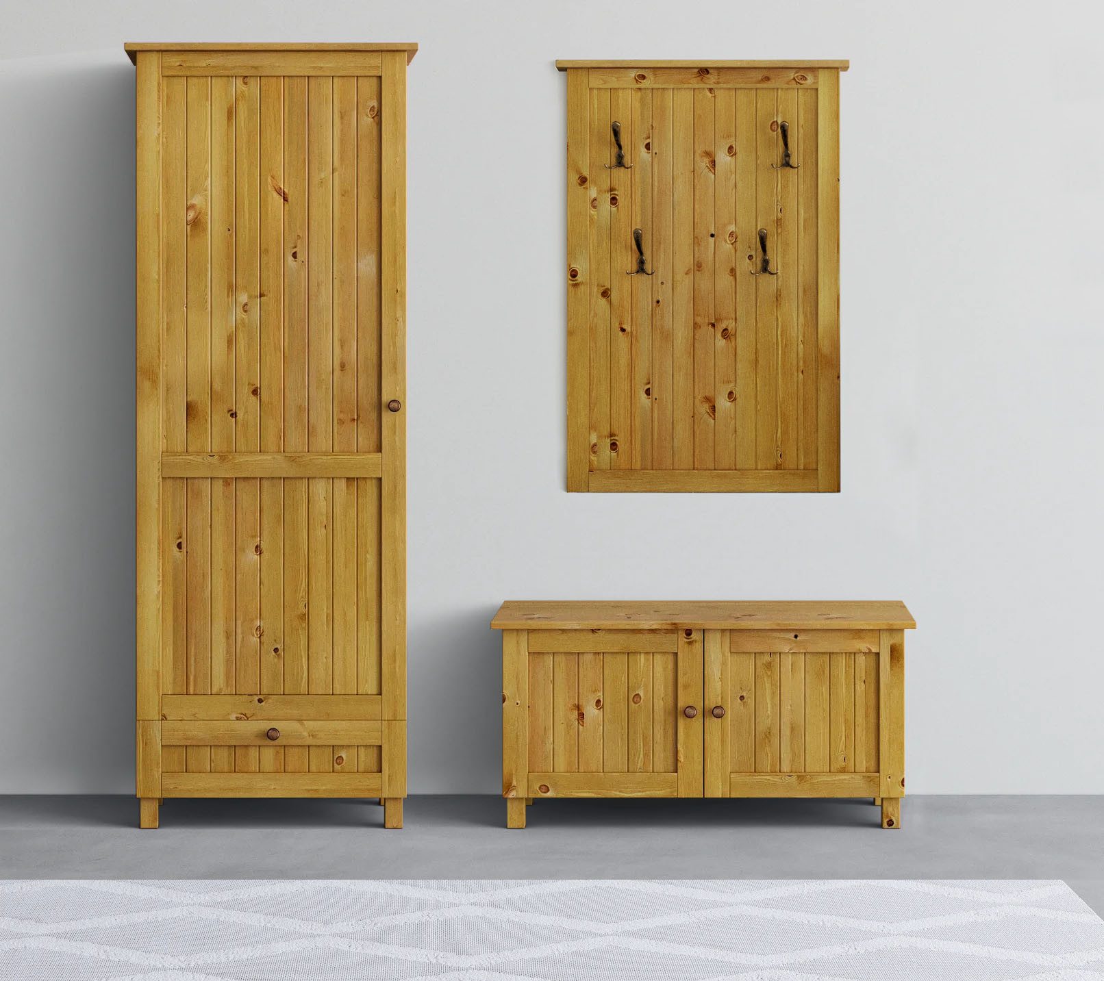 Home affaire Garderobenschrank Juventus (1-St) aus massiver Kiefer, Breite 67cm, mit Kleiderstange