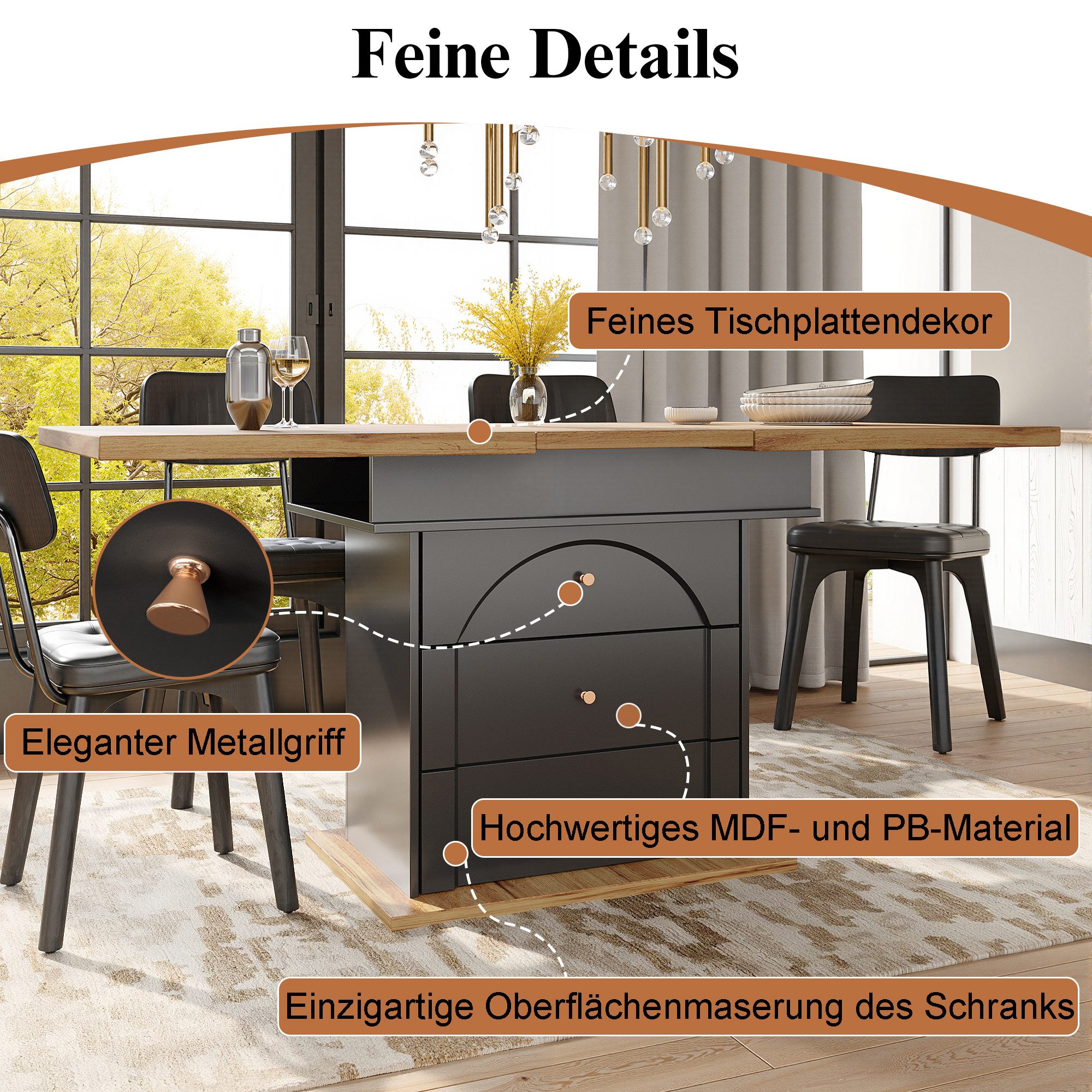 i@home Esstisch Teleskoptisch mit Stauraum, Moderner günstig online kaufen