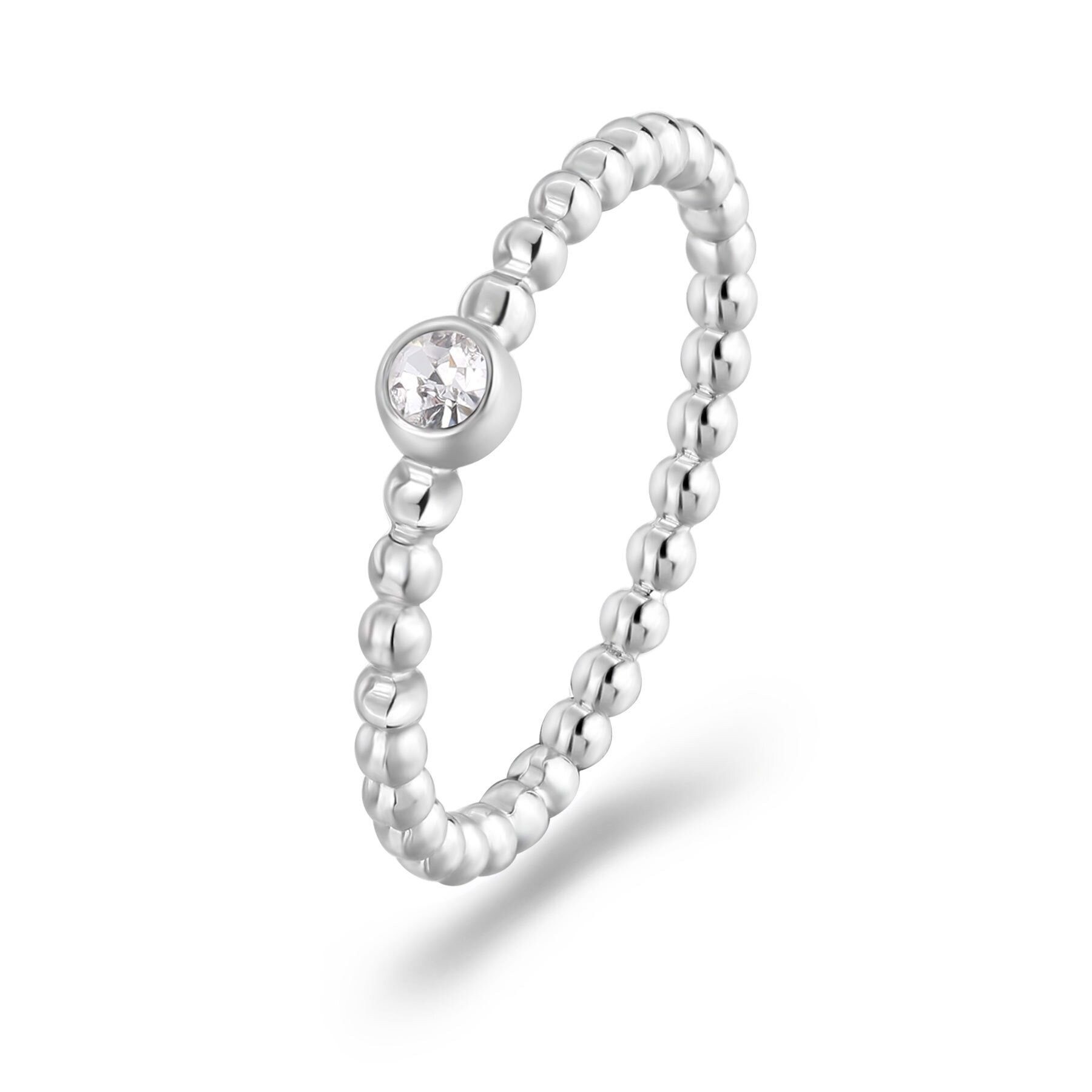 s'agapo Fingerring Minimalistischer Stahlring mit For Love SFV46 Kristall