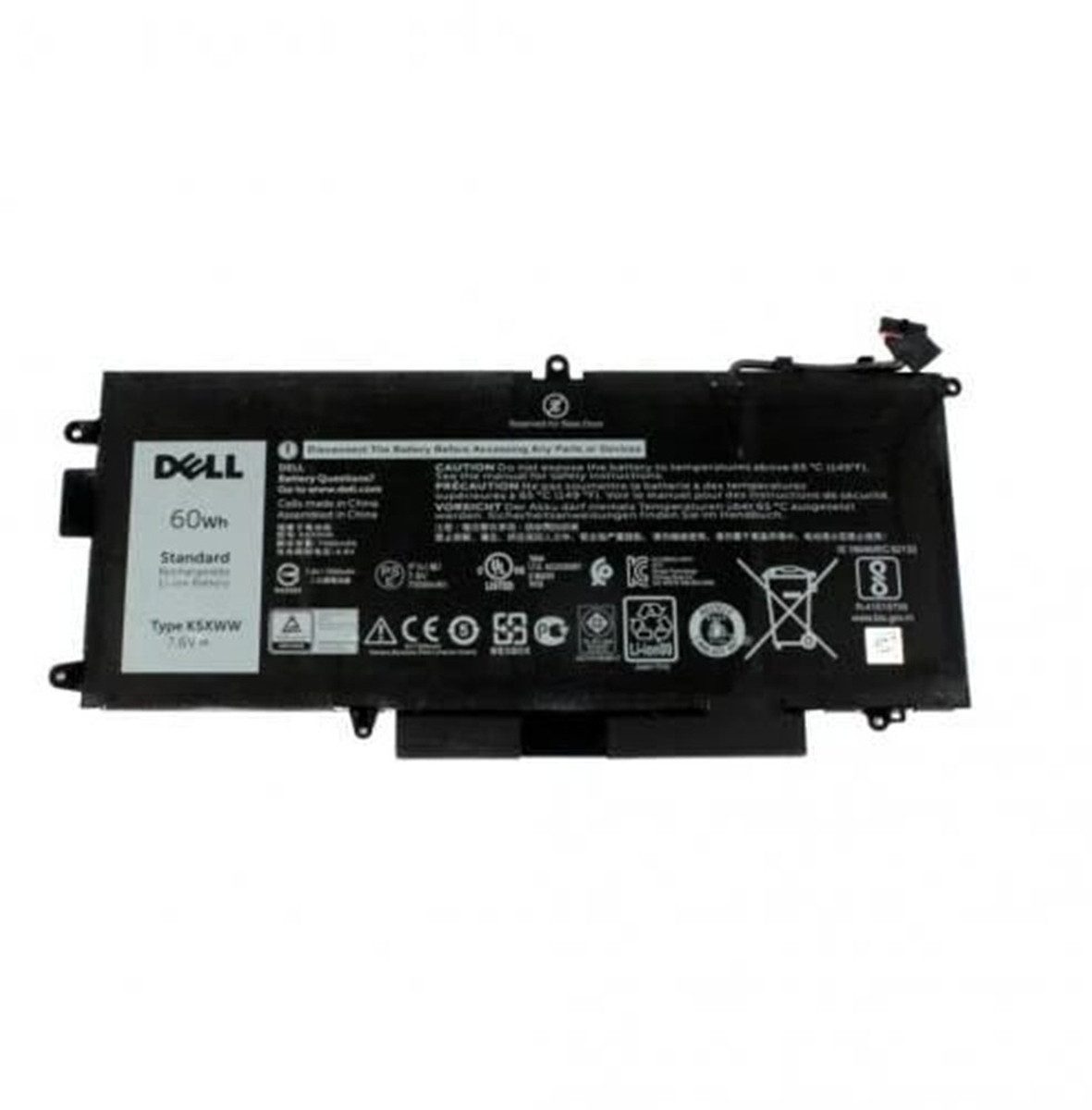 Dell Akku für Dell K5XWW Li-Pol 7,6 Volt 7890 mAh schwarz Laptop-Akku 7890 mAh (7.6 V)
