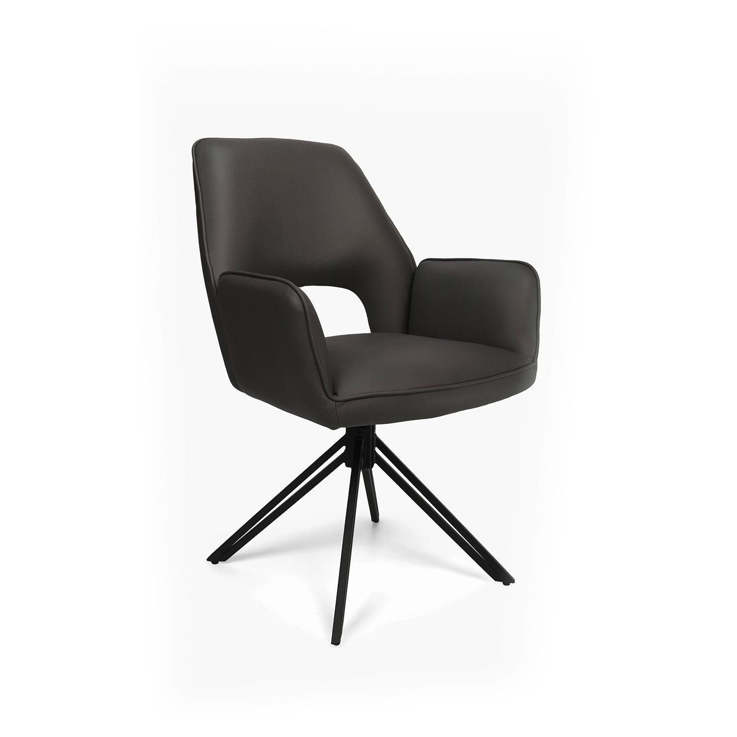 Home4You Polsterstuhl, Anthrazit, Schwarz, Metallgestell, Mikrofaser, 360 Grad drehbar, B 59 x H 89 x T 63 cm