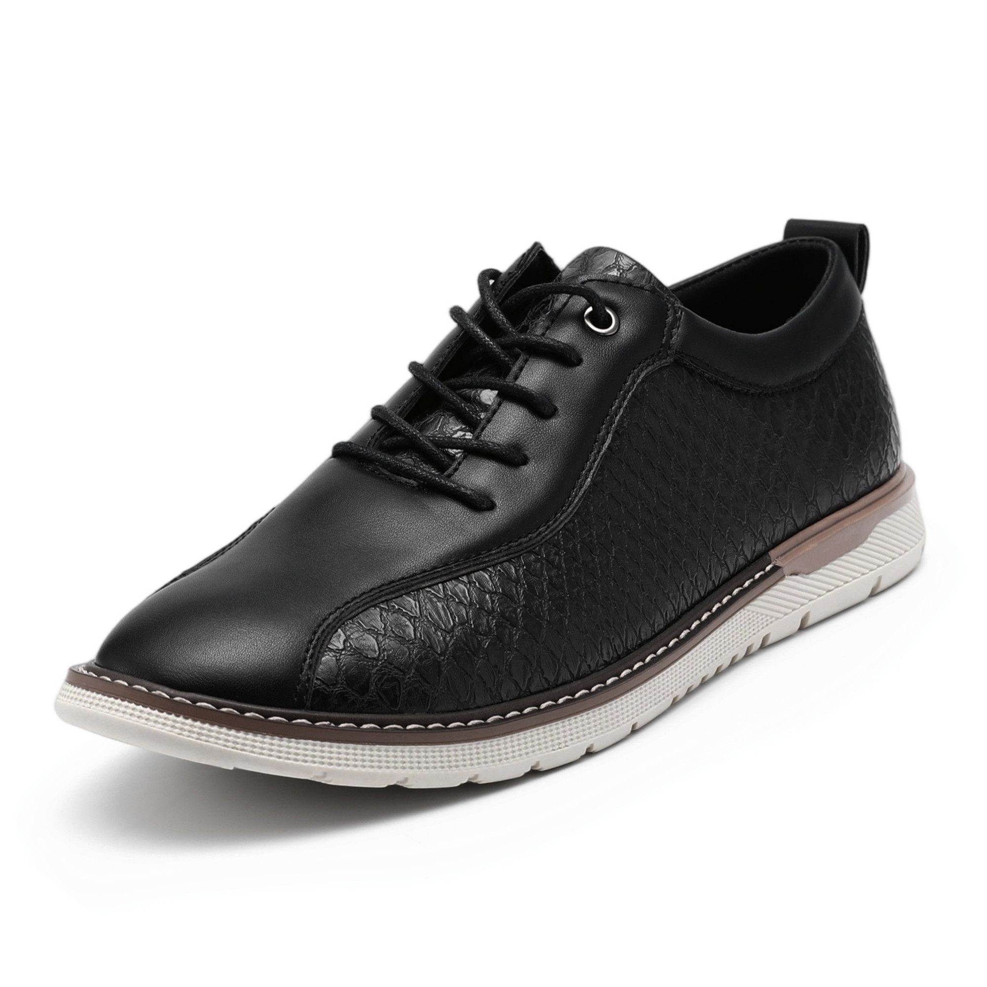 Allthemen Schnürschuh mit Krokodildruck Halbschuhe atmungsaktive Business Freizeitschuh