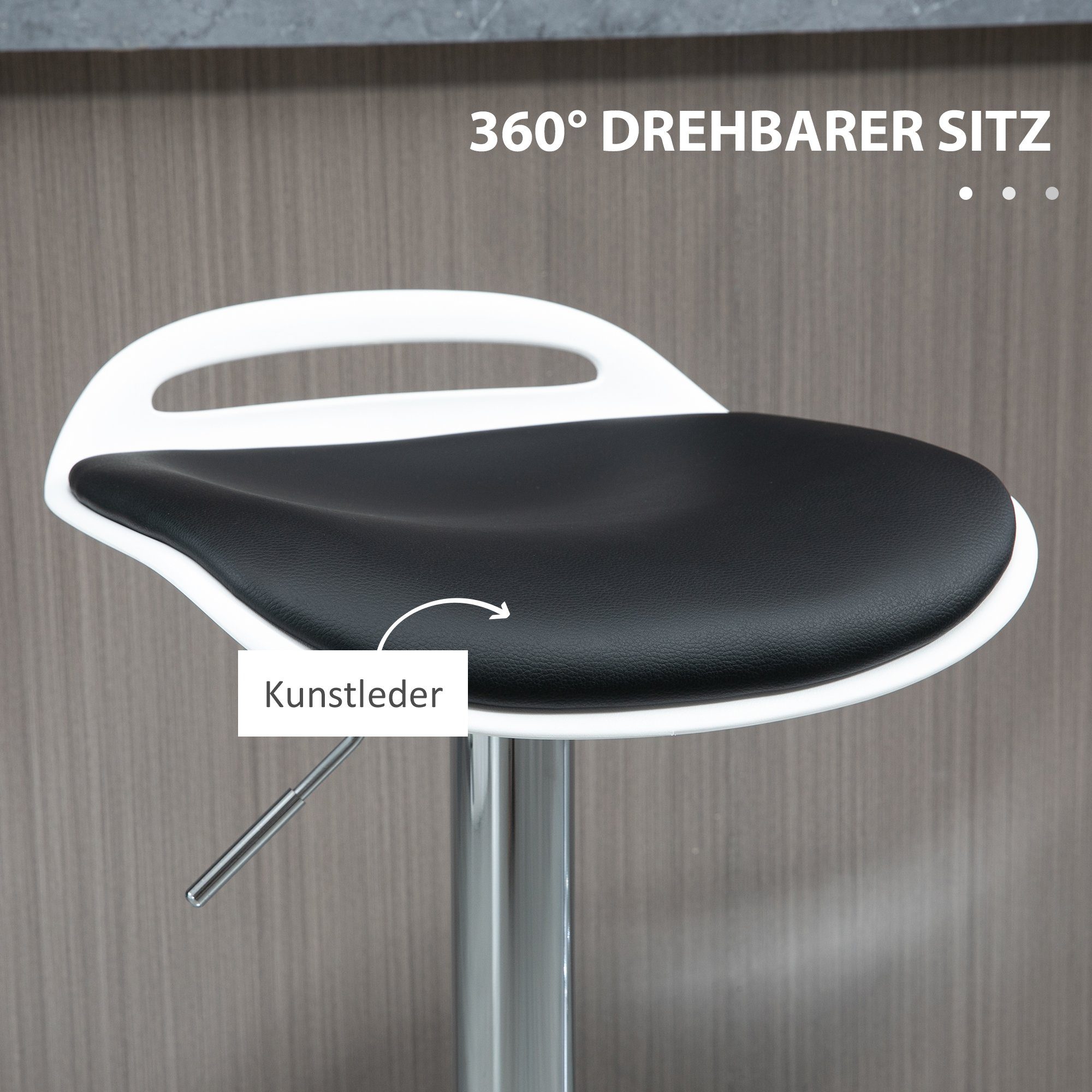 HOMCOM Barhocker Barhocker, 2er-Set, höhenverstellbar, drehbar, 39 x 41 x 68-88 cm (Set, 2 St., 2 Barhocker), 2 Stück