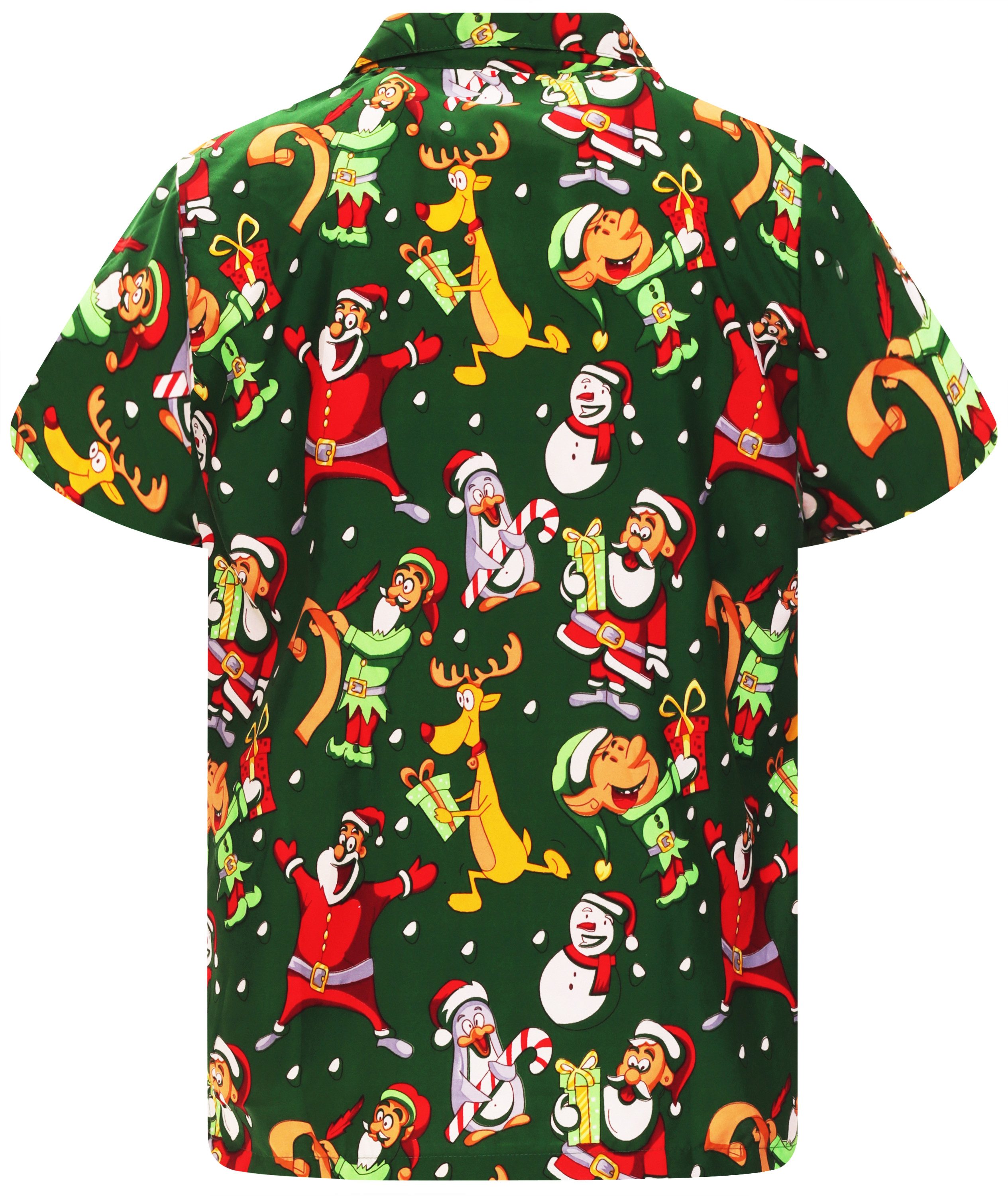 King Kameha Hawaiihemd Christmas Written Santa Kurzarm Front-Tasche Unisex günstig online kaufen