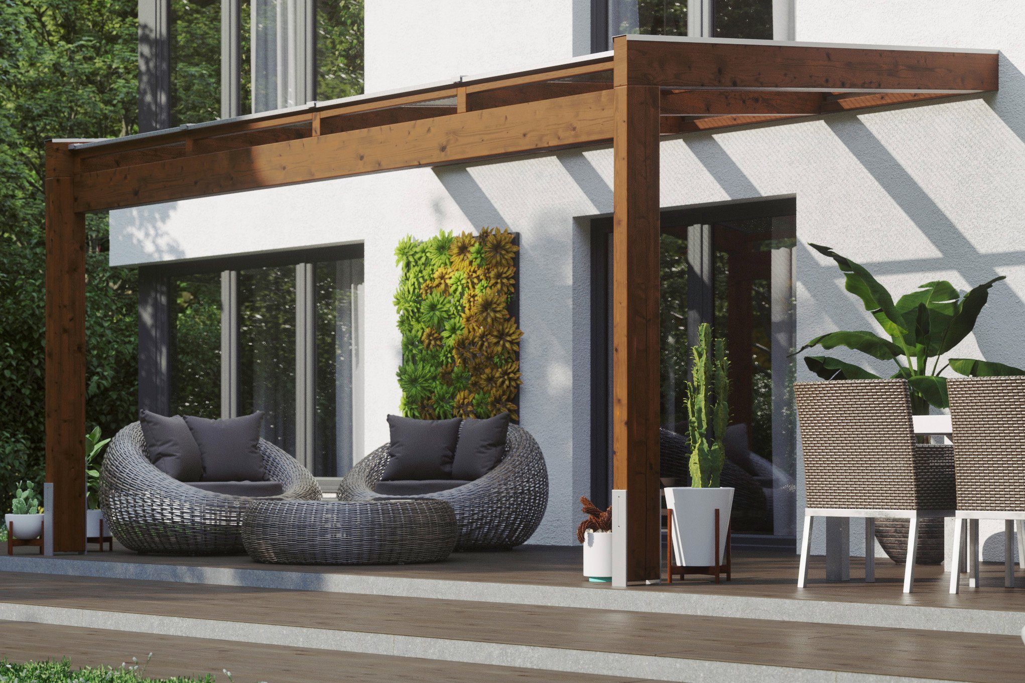 Skanholz Terrassendach Novara, BxT: 450x309 cm, Bedachung Doppelstegplatten, BxT: 450x309 cm