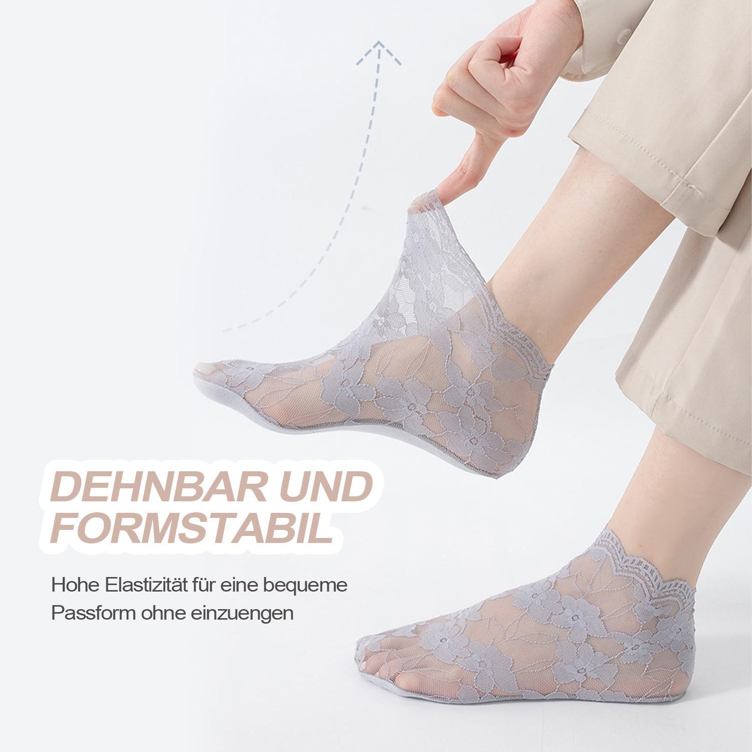 Refttenw Feinsocken Spitzen Söckchen Damen 5 Paar Transparente Socken Knöchelsocken Atmungsaktiv & Leichte