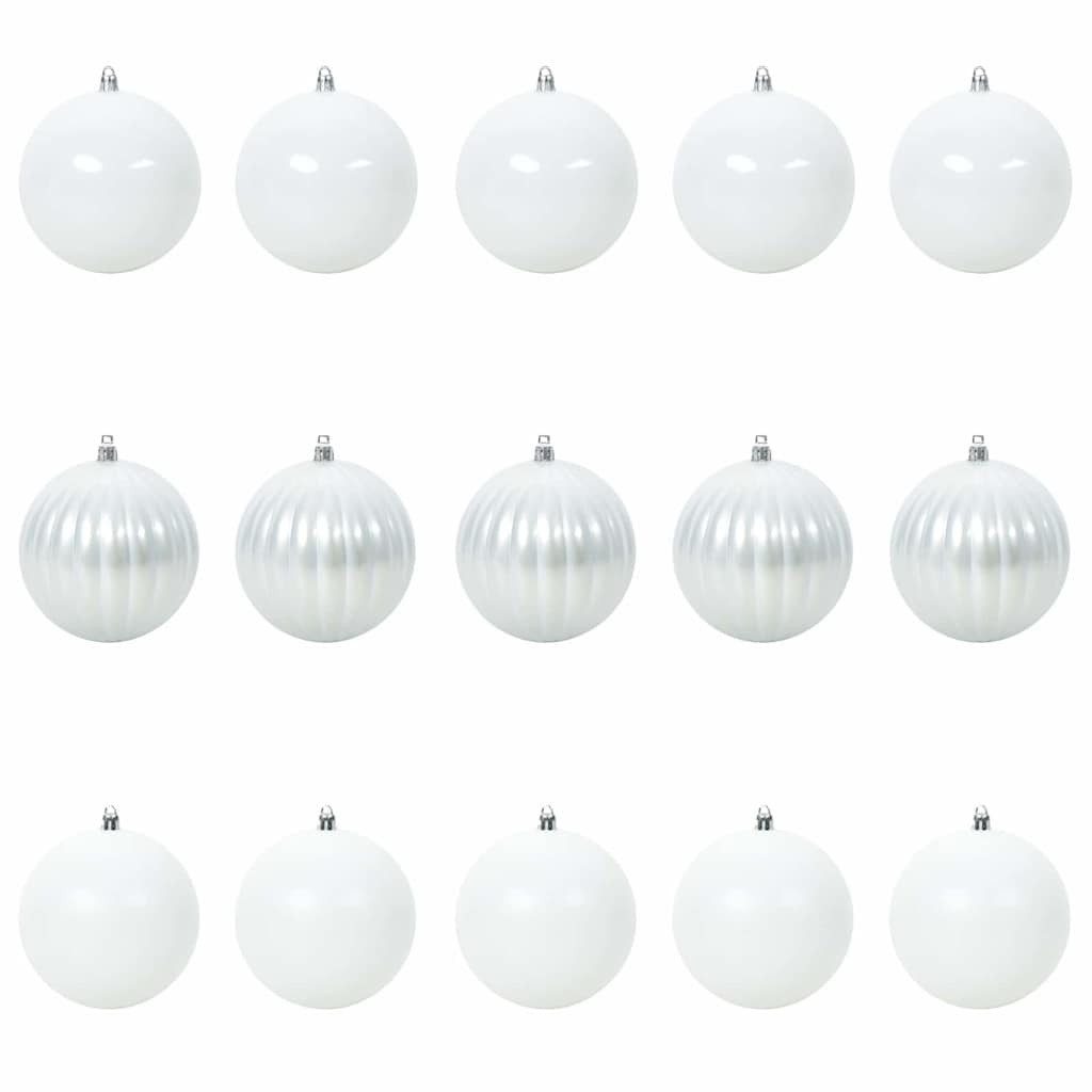 vidaXL Christbaumschmuck Weihnachtskugel-Set 15 pcs Weiß Kunststoff (15-tlg)