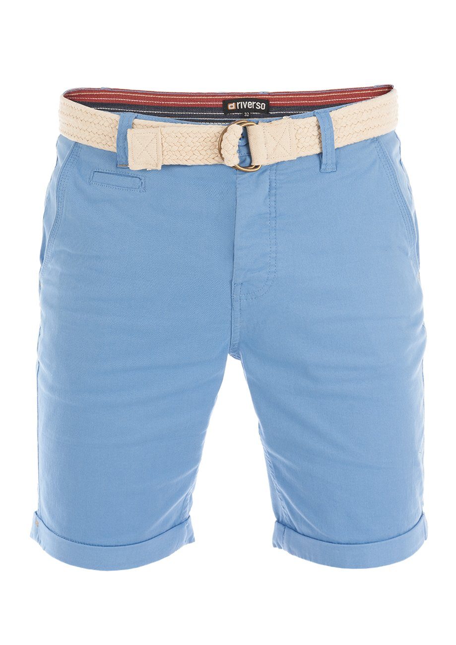 riverso Chinoshorts Herren Shorts RIVHenry Middle Regular Fit mit Gürtel Blue Bermudashorts