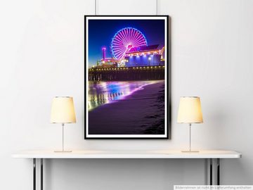 Sinus Art Poster Landschaftsfotografie 60x90cm Poster Pier bei Nacht Santa Monica Kalifornien USA