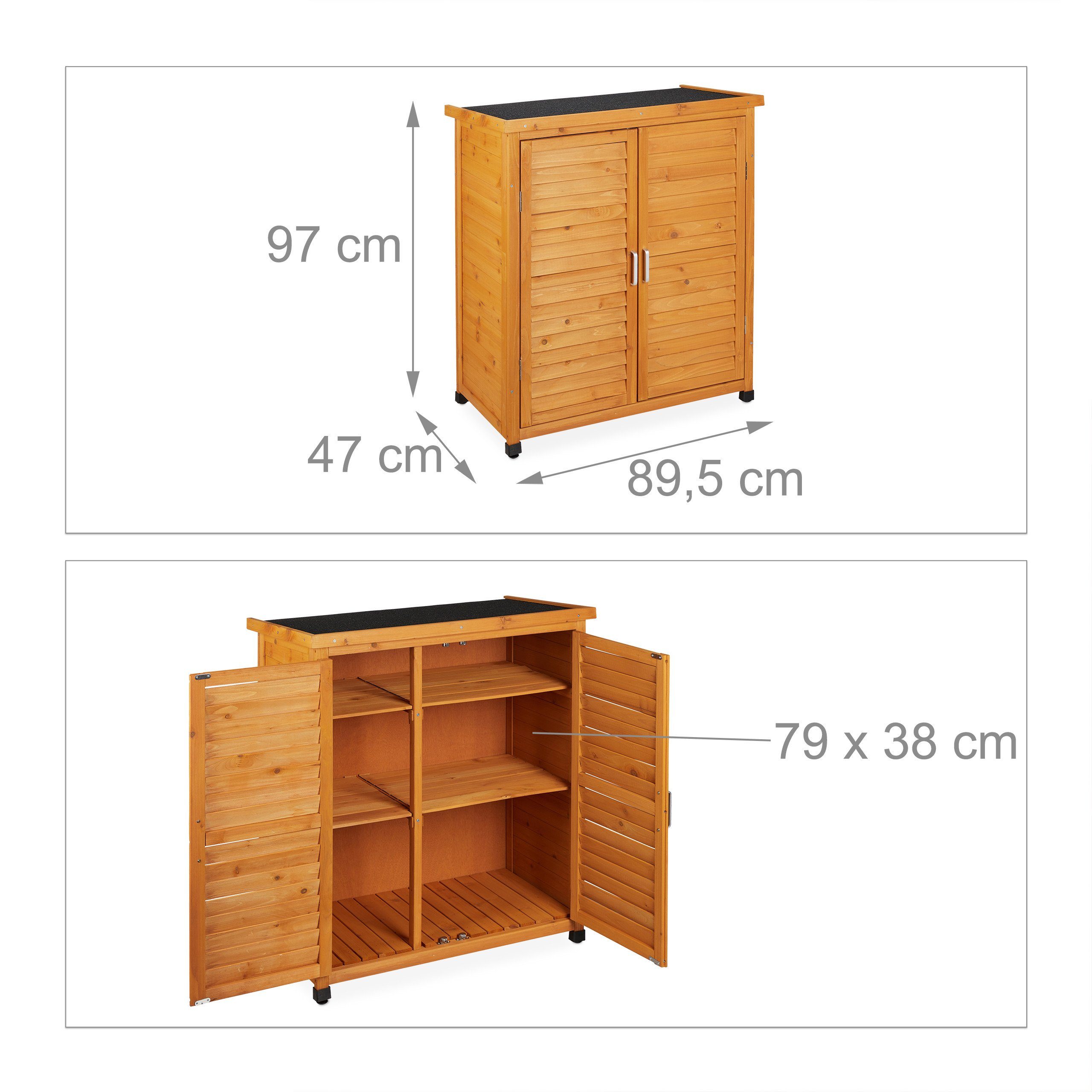 relaxdays Garten-Geräteschrank Gartenschrank mit Dachpappe, BxT: 86.5x47 cm, (1 St) – Bild 4 von 5