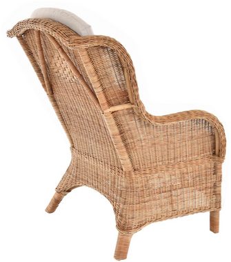 Krines Home Relaxsessel Extra breiter Ohrensessel Wohnzimmersessel aus Rattan Rattansessel