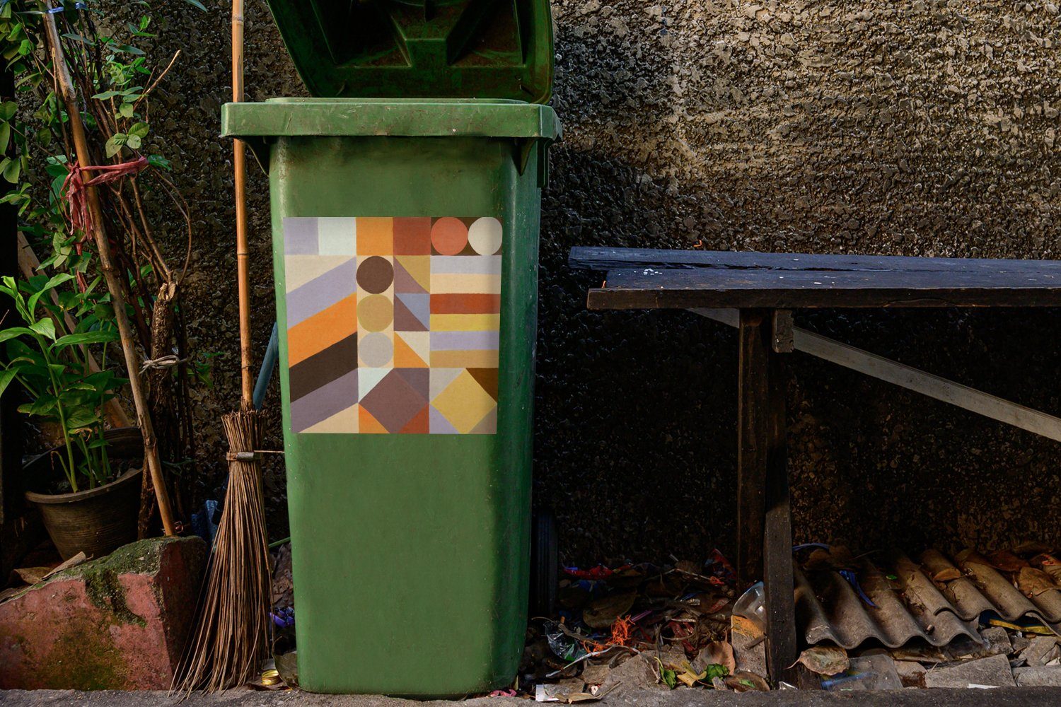 Geometrie MuchoWow Farben Abfalbehälter St), Mülleimer-aufkleber, (1 Mülltonne, Wandsticker Sticker, - Formen Pastell Container, - -