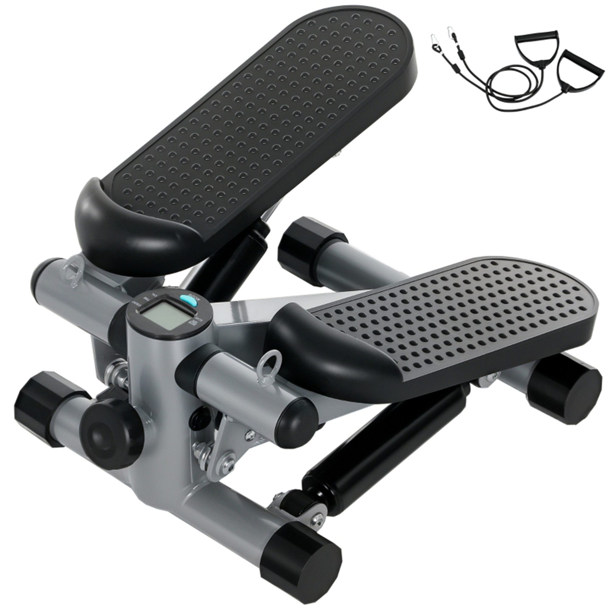 MC Star Mini-Stepper Heimtrainer Mini für Zuhause und Büro (mit LCD-Display, Stepper Hometrainer bis 100 kg für Bein-/Armtraining, Home Office Fitness Exercise, Grau)