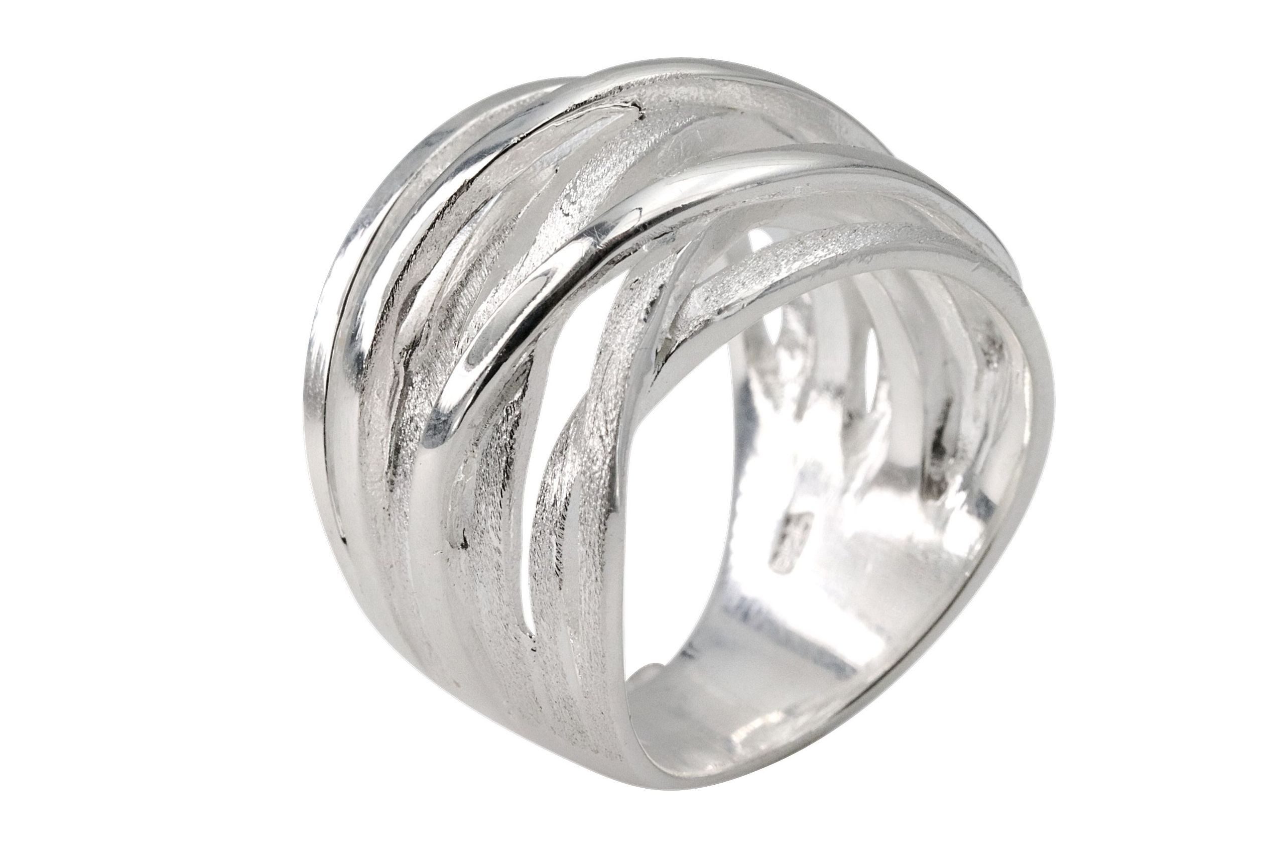 SILBERMOOS Silberring Bandring "Kreuz und Quer", 925 Sterling Silber