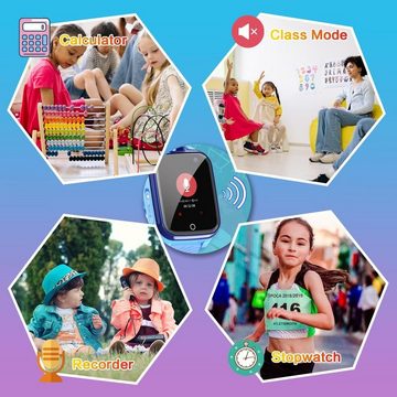 DDIOYIUR Smartwatch (1,44 Zoll, -SIM-Karte), Kinder Kind Uhr Telefon Touchscreen mit Musik Player Recorder SOS