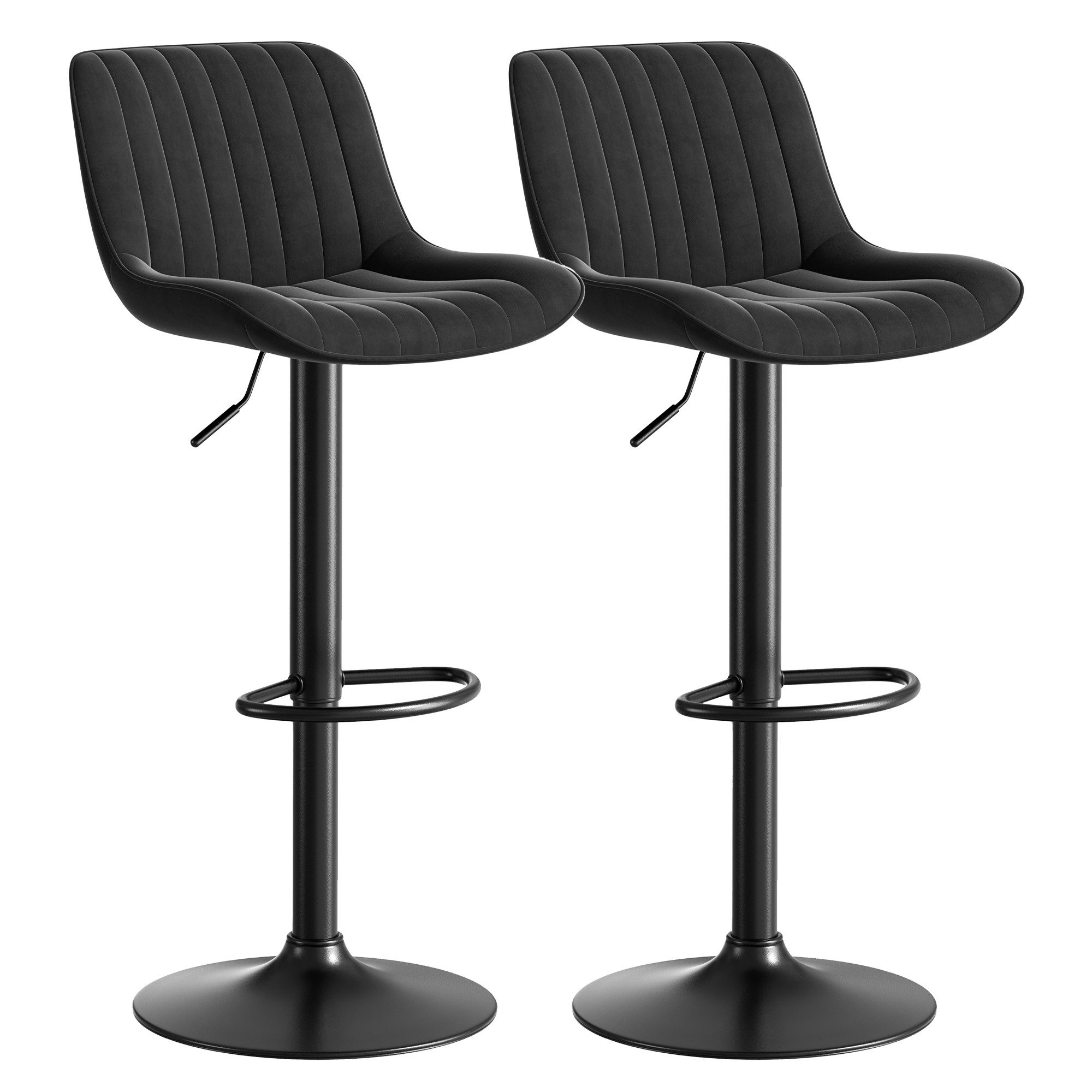 HAUSS SPOLE Barhocker 2er-Set,Höhenverstellbar Drehstühle 360°-Schwenkfunktion,Schwarz (Küchenhocker Tresenhocker Gasdruck-Höhenverstellung 87–109 cm, 2 St), Lounge-Barstuhl Thekenstuhl mit gepolsterter Sitzfläche