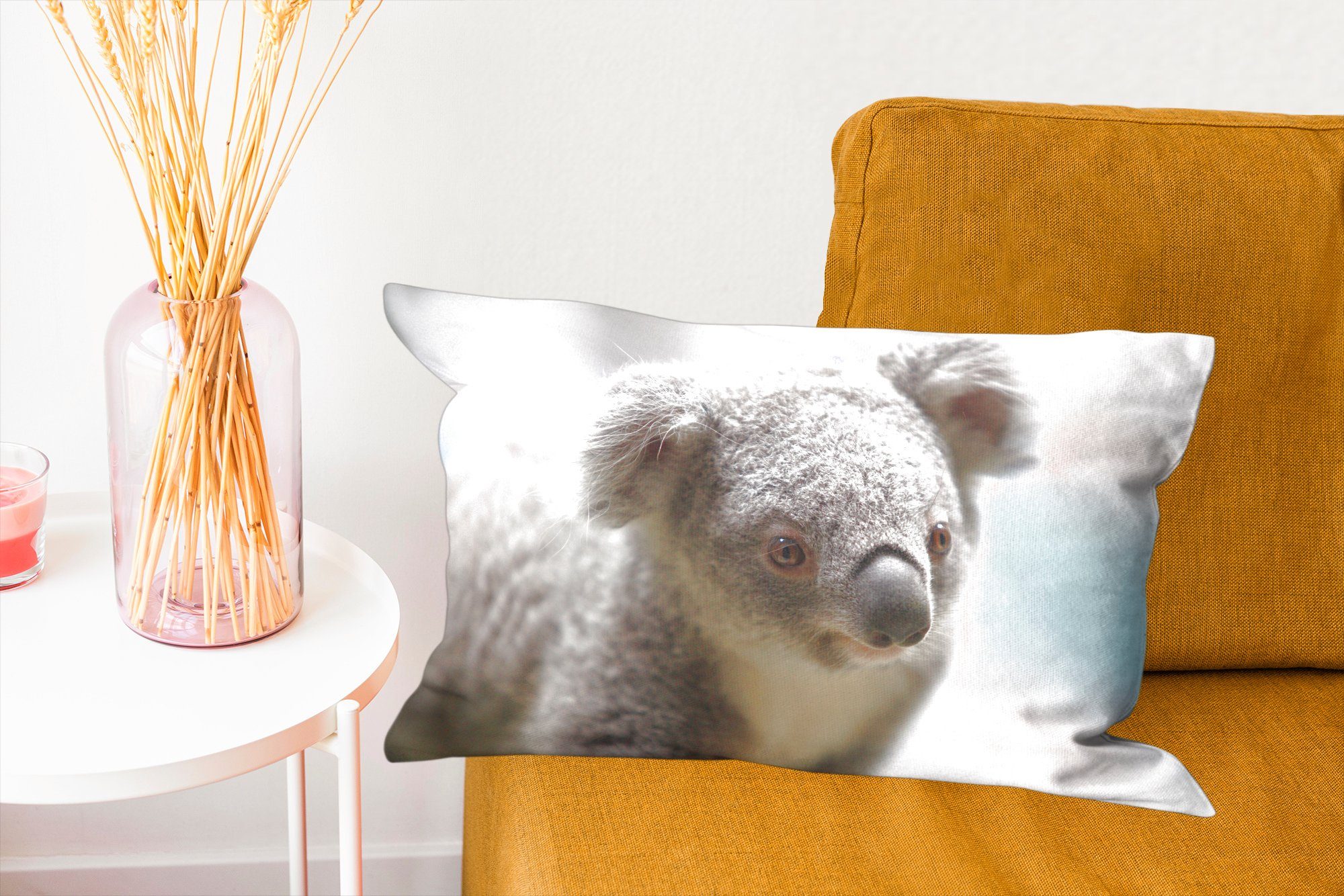MuchoWow Dekokissen Koala - Nahaufnahme mit Füllung, Schlafzimmer Jungen Mädchen, Tier - - Dekokissen - - Kinder Wohzimmer Zierkissen, Dekoration