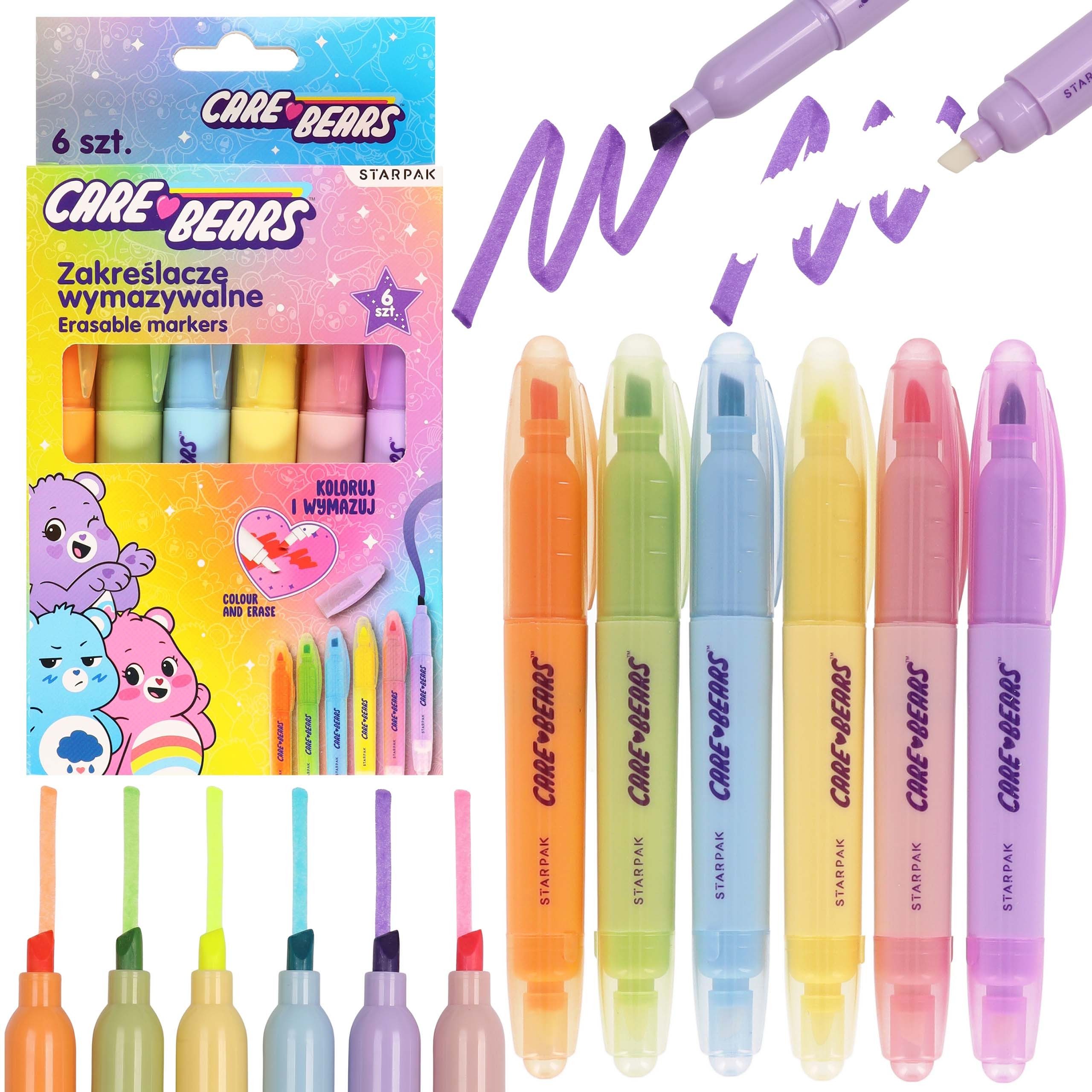 Care Bears Filzstift Care Bears löschbare Marker für Kinder, Textmarker 6er-Set, (6-tlg)
