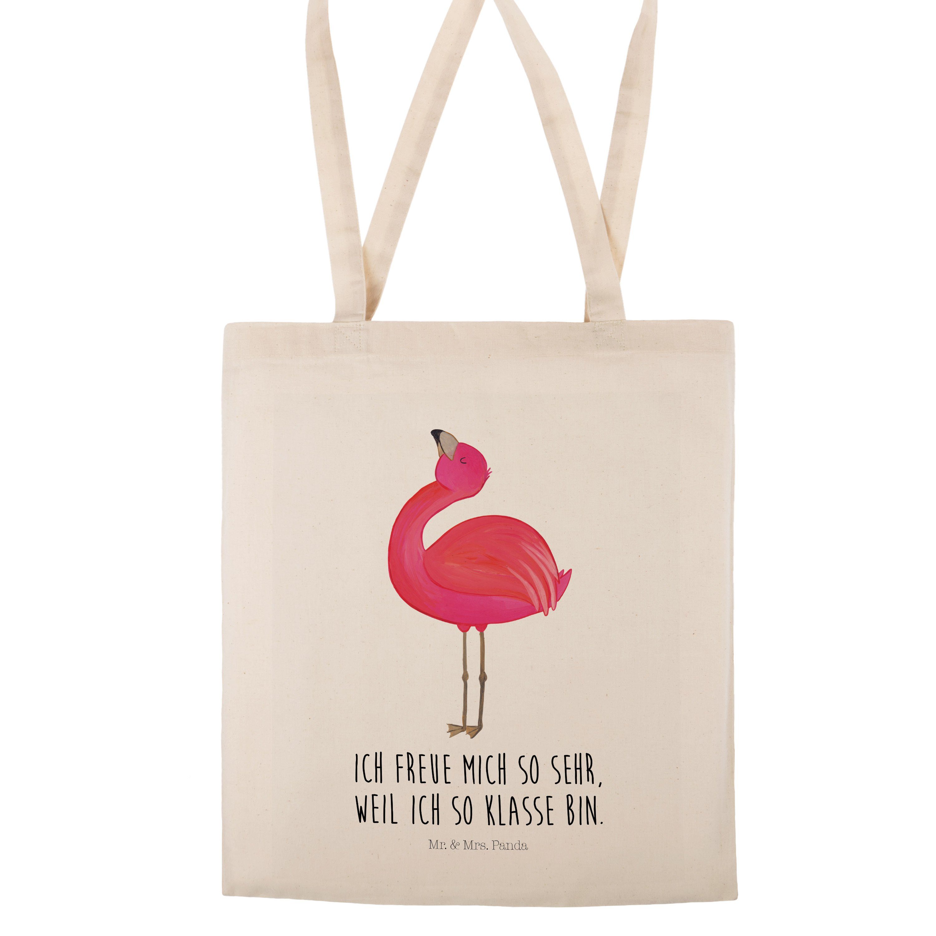 Mr. & - Stoffb Flamingo Tragetasche Einkaufstasche, (1-tlg) Transparent Panda - stolz Mama, Mrs. Geschenk,