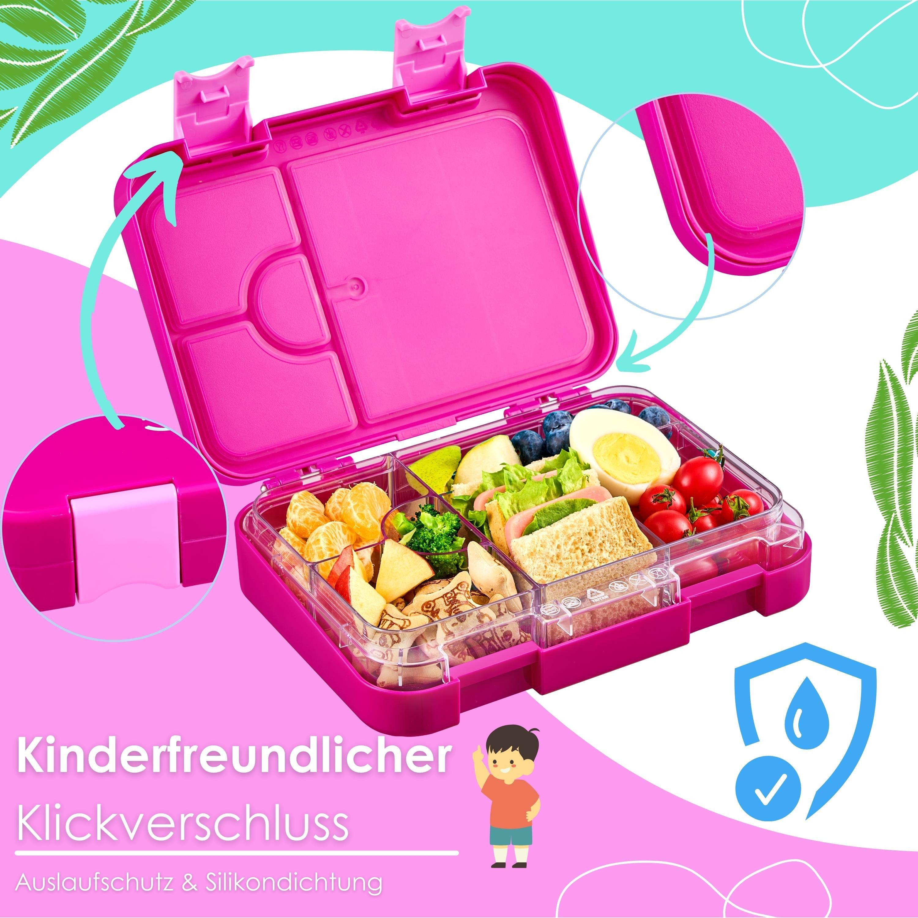 ecosa Lunchbox EO-8172 yummy buddy Kinder Brotdose, Tritan, (Brotdose, 4-tlg), Kinderfreundliche Verriegelung,BPA-Frei,Auslaufsicher,Vesperdose – Bild 2 von 5