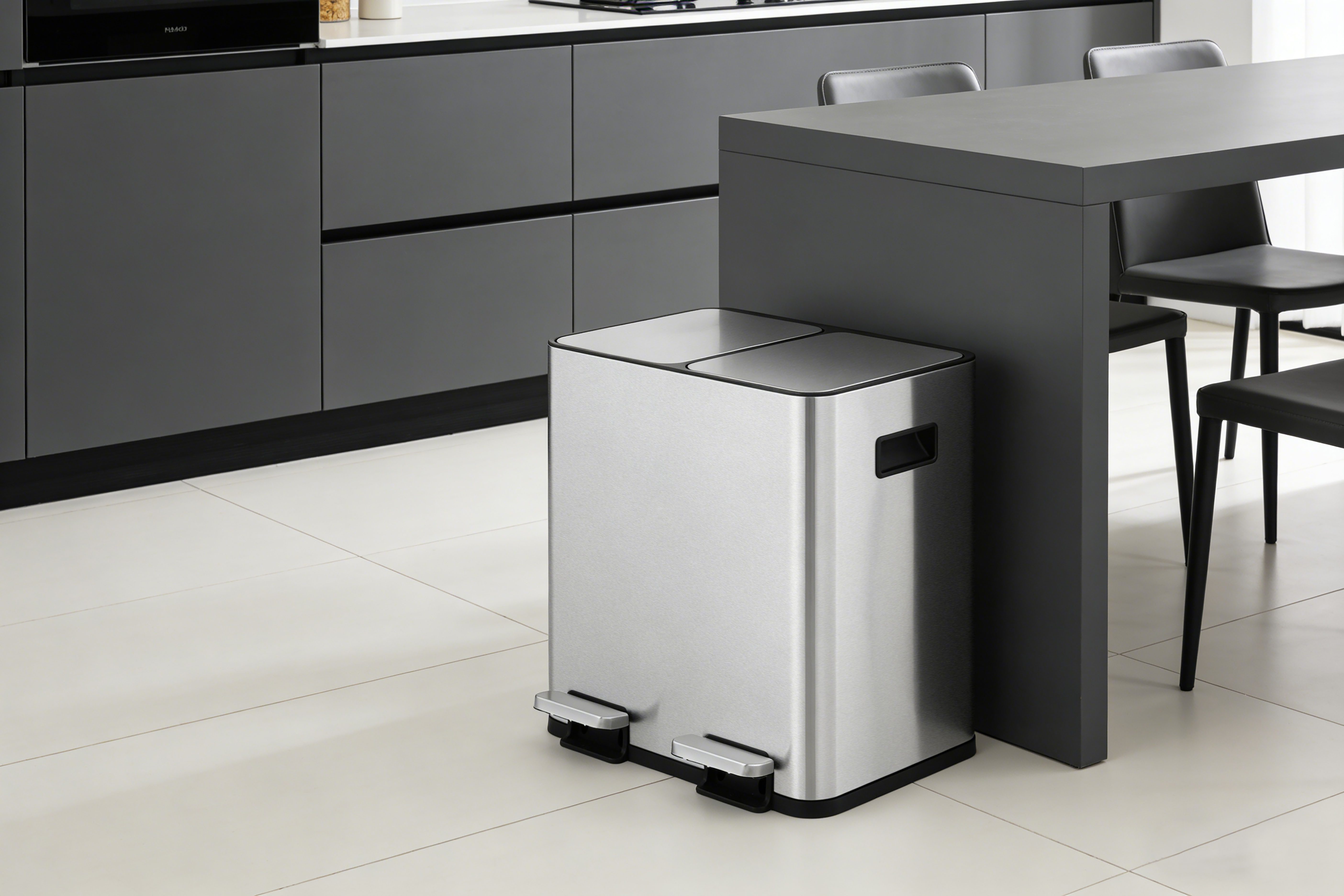 OTTO home Mülleimer Garrin, Soft Close, m. 2 Fächern, Fassungsvermögen 2x15 L bzw. 2x30 L, Mülltrennsystem mit 2 separaten Innenbehältern und Fußtrittpedalen