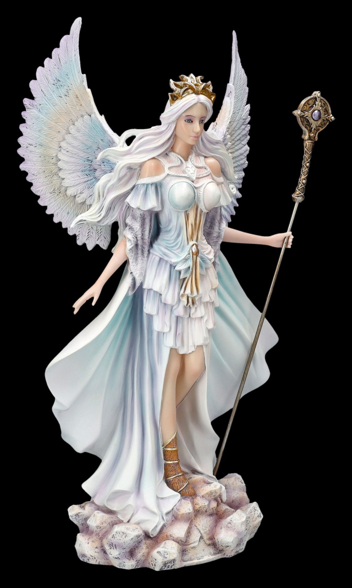 Figuren Shop GmbH Dekofigur Engel Figur - Königin des Winters mit Zepter - Fee Fantasy Dekofigur