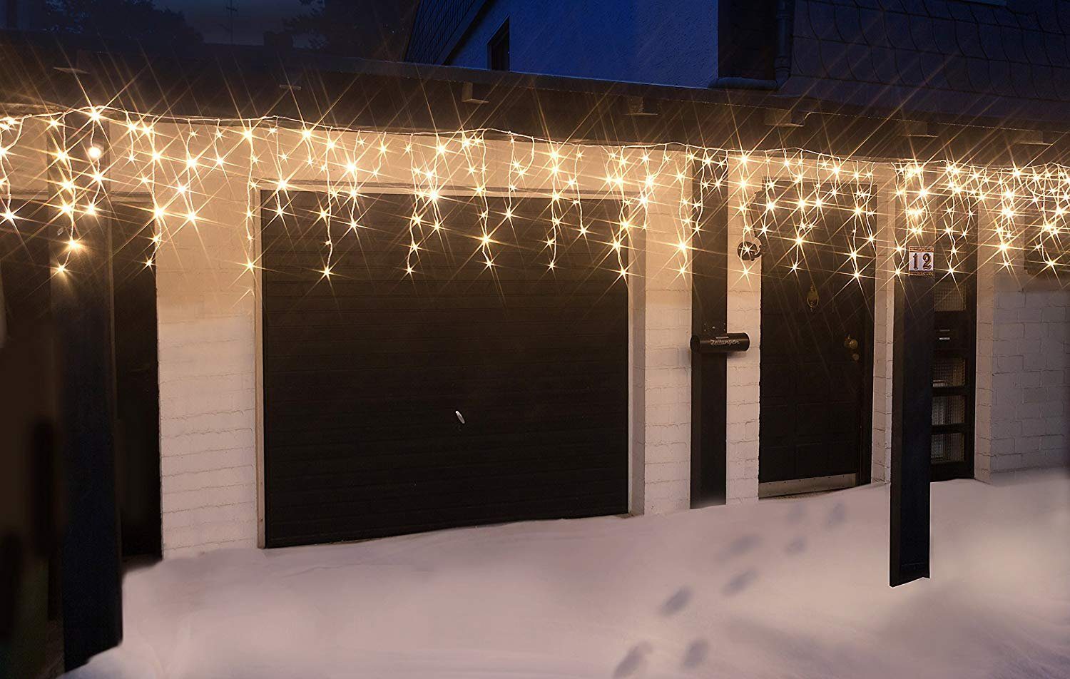 Star-Max LED Lichtleiste LED Eisregen-Lichterkette 960 warmweisse LEDs 24,0m Außen + Innen