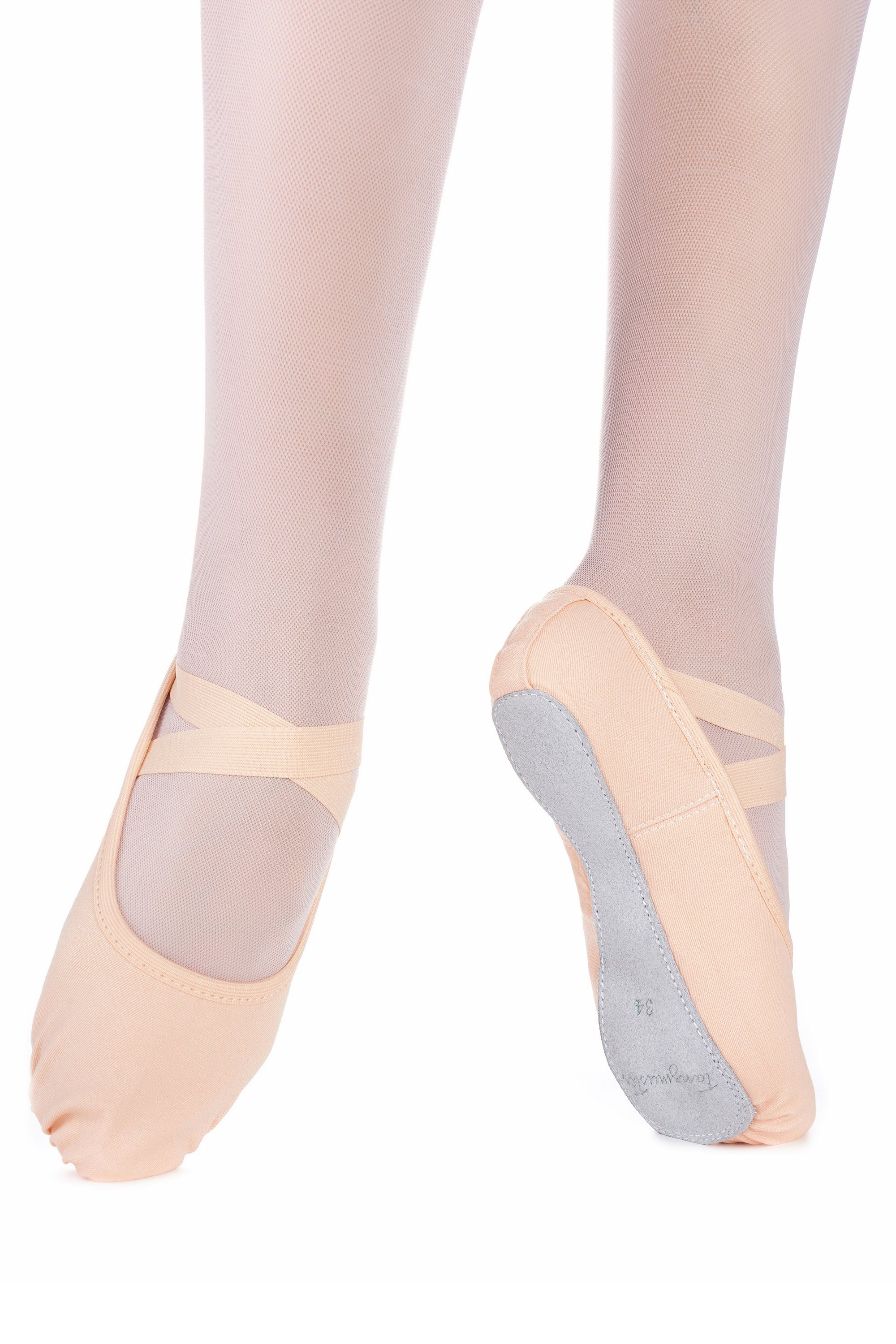 tanzmuster Ballettschläppchen "Jona" aus Baumwoll-Stretch, ganze Sohle Tanzschuh Ballettschläppchen für Kinder und Erwachsene