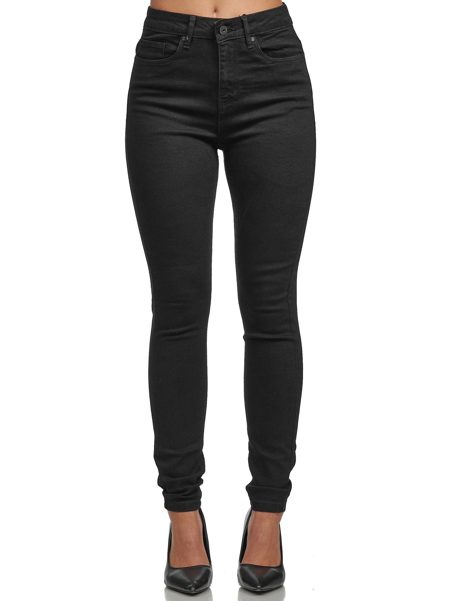 High-waist-Jeans Jeanshose Tazzio Skinny F101 schwarz Fit Damen