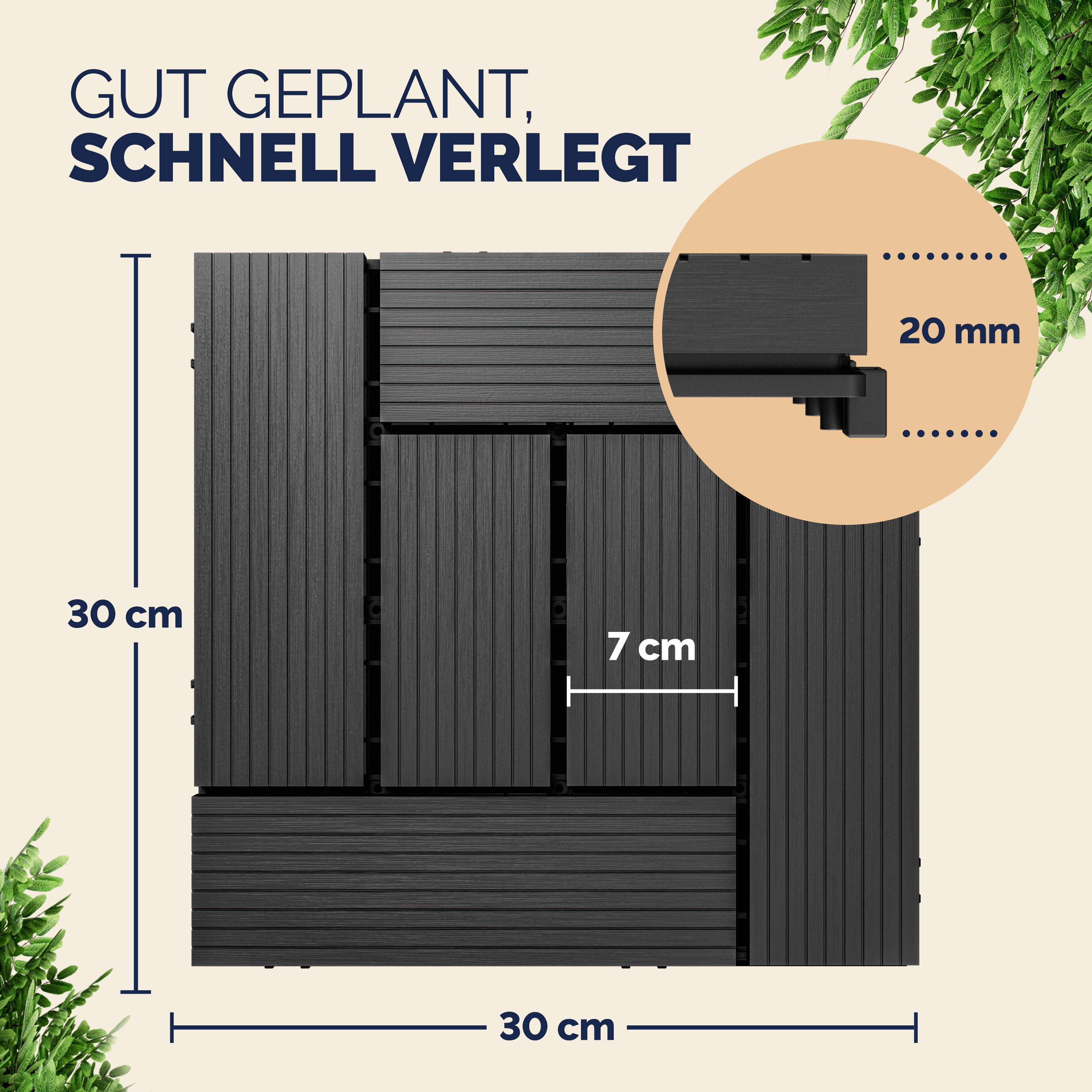 Deuba Holzfliesen 1x Mosaik Anthrazit günstig online kaufen
