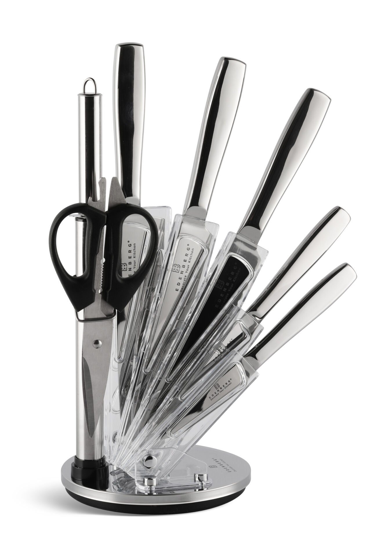 Edenberg Messer-Set 360° Küchenmesser Brotmesser Schneidmesser Messerschärfer Edelstahl (Dieses Messerset ist das perfekte Geschenk für jeden Anlass., 8-tlg)
