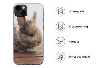 MuchoWow Handyhülle Baby - Kaninchen - Holz, Handyhülle Apple iPhone 13, Smartphone-Bumper, Print, Handy