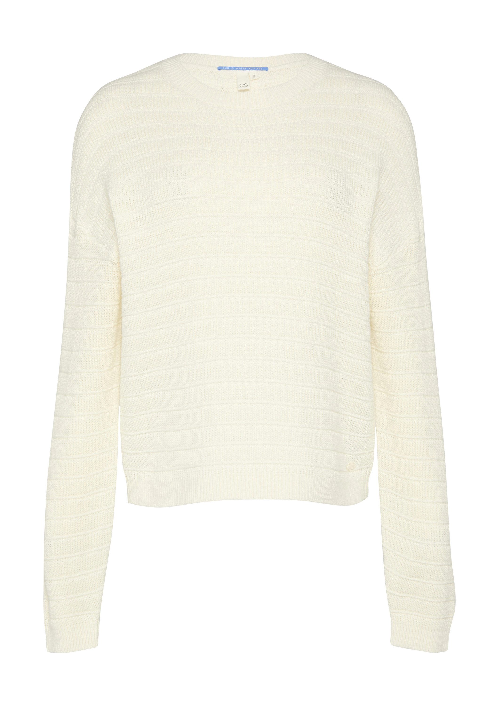 QS Longpullover Strickpullover Baumwollmix-Pullover mit Strukturmuster günstig online kaufen