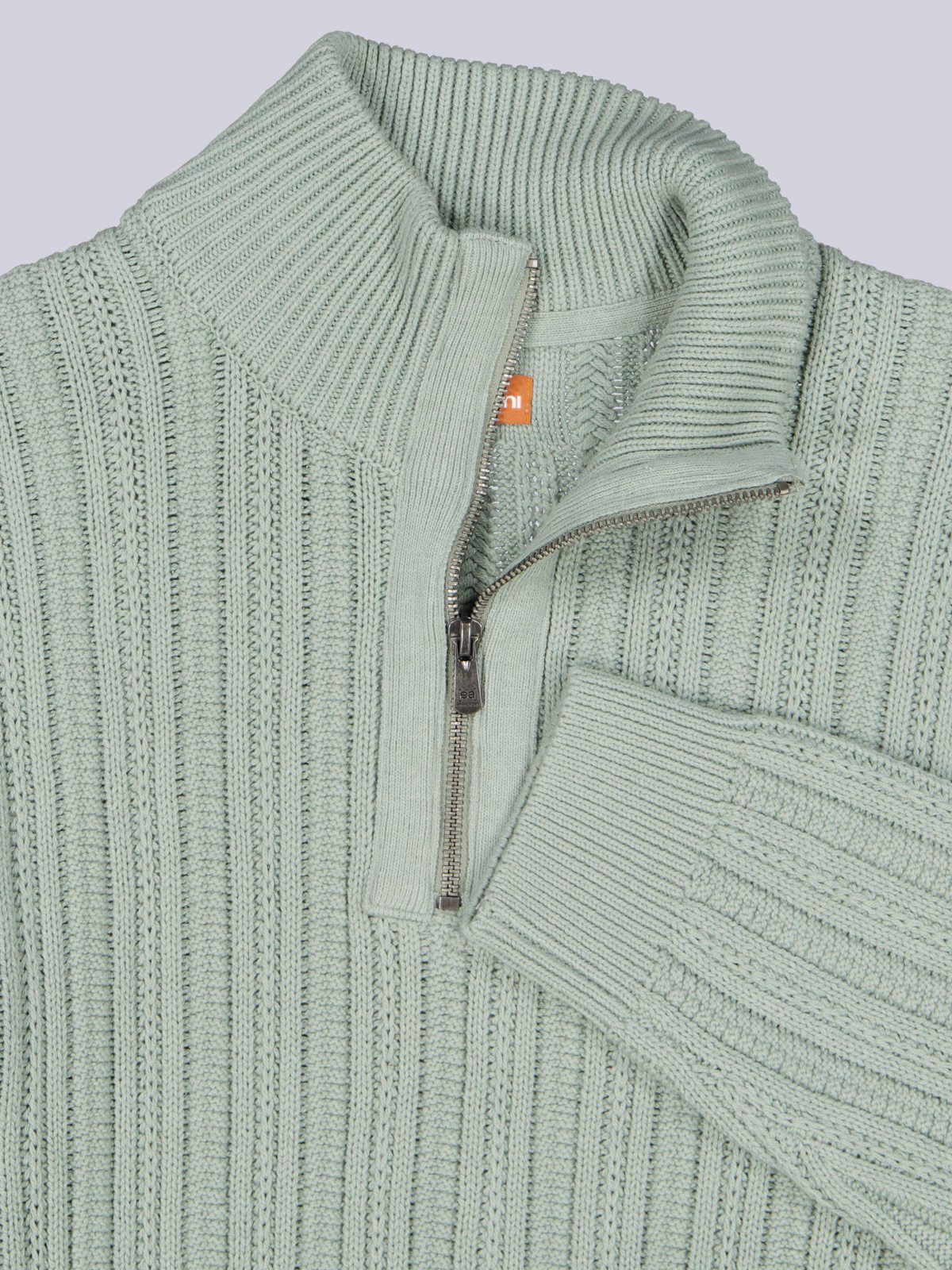 emilio adani Stehkragenpullover Herren Pullover mit Troyerkragen, Hellgruen
