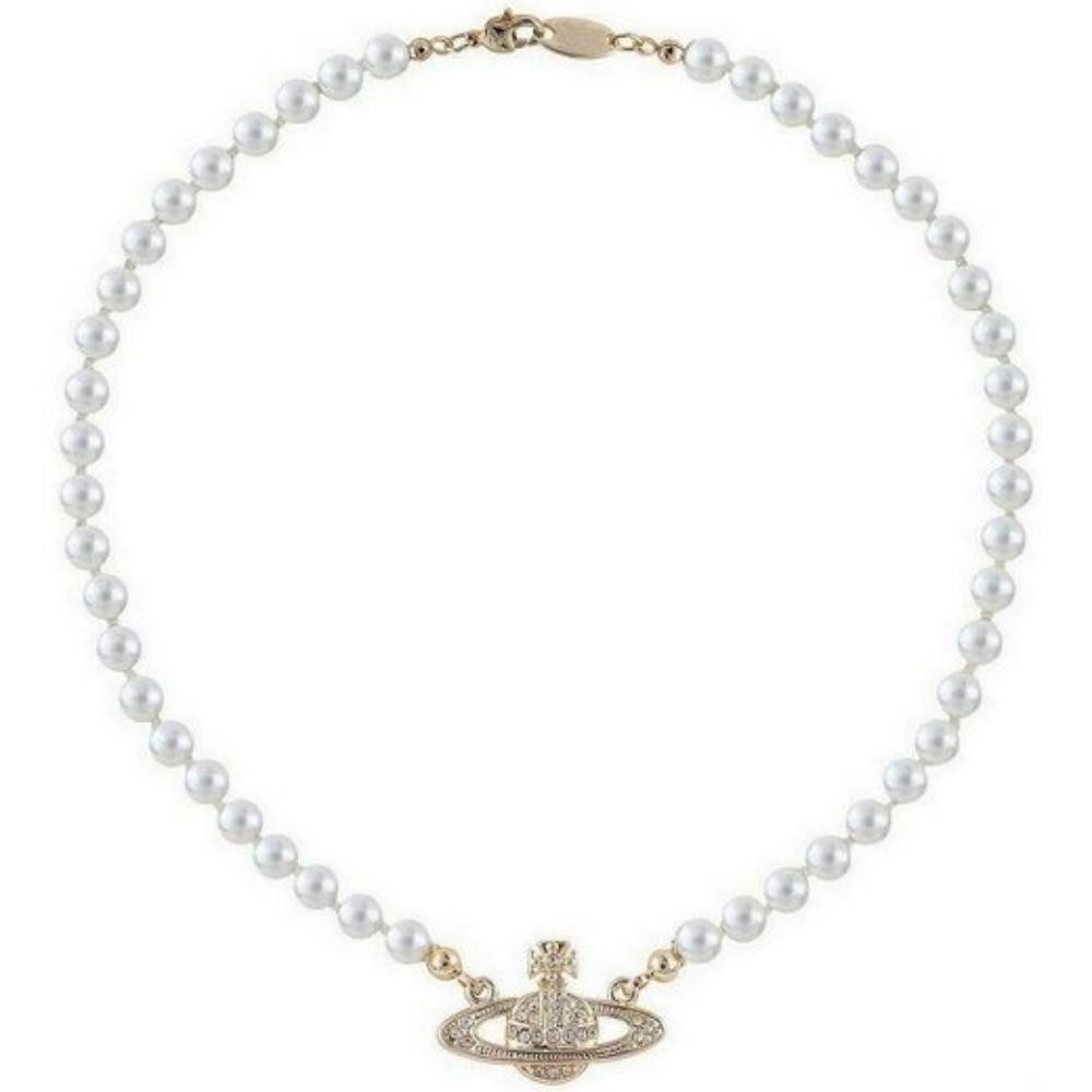 Fivejoy Perlenkette Schmuck-Kettenstrang Strass Faux Planet Saturn Perlenkette für Damen, Kette aus runden Perlen