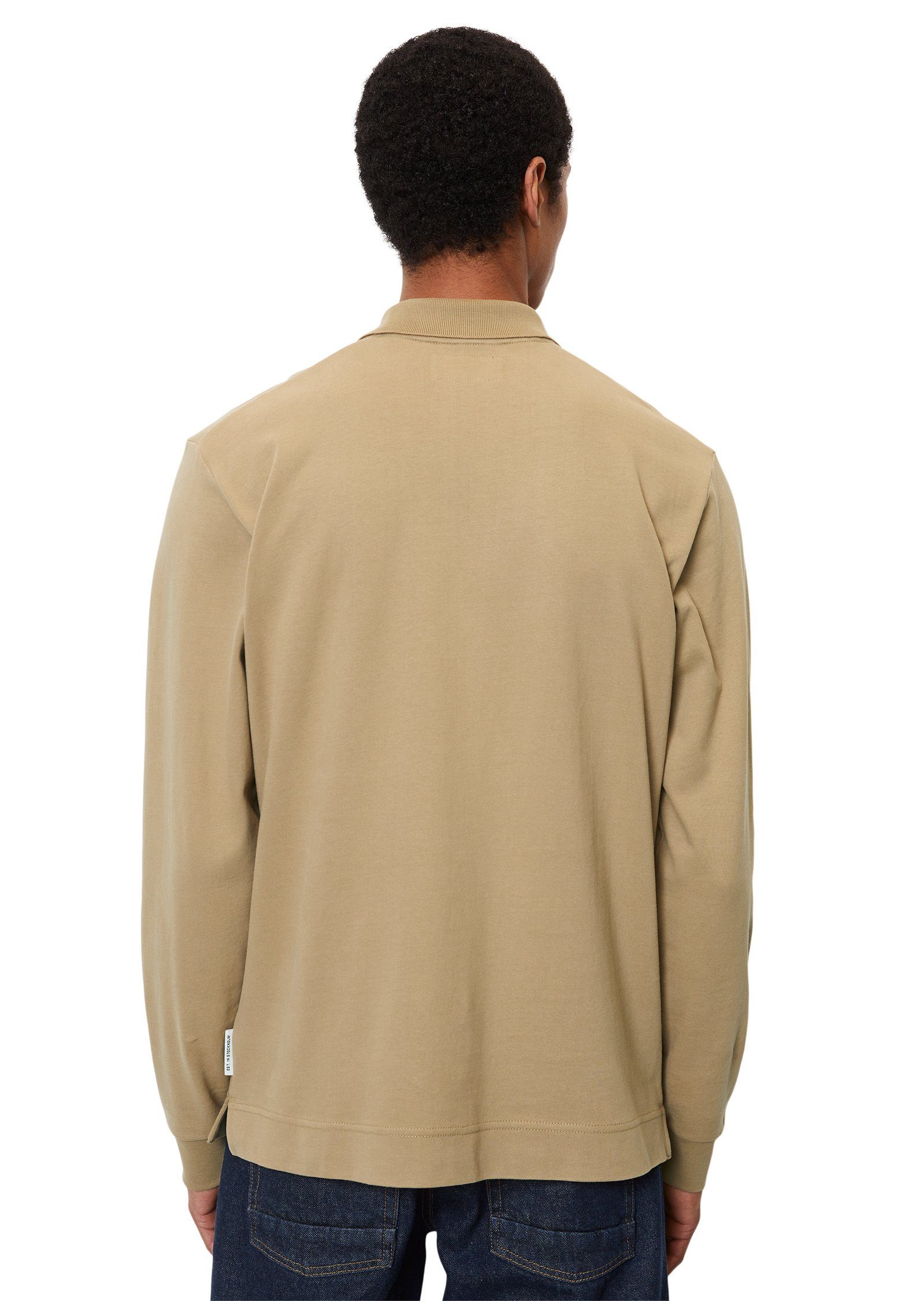 Marc O'Polo Heavy-Jersey braun softem Langarm-Poloshirt aus