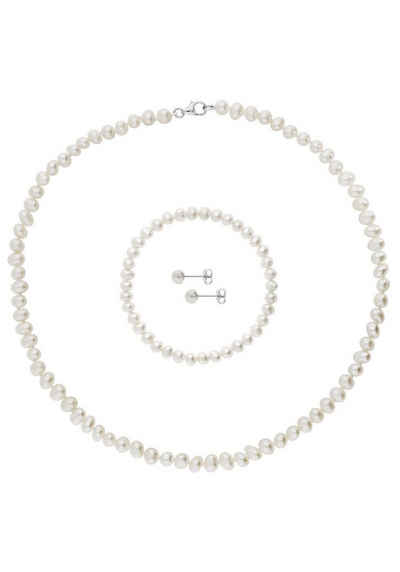 Firetti Schmuckset Multipack Schmuck Geschenk Perlenkette Perlenarmband Perlenohrstecker (Set, 4-tlg), mit Süßwasserzuchtperlen
